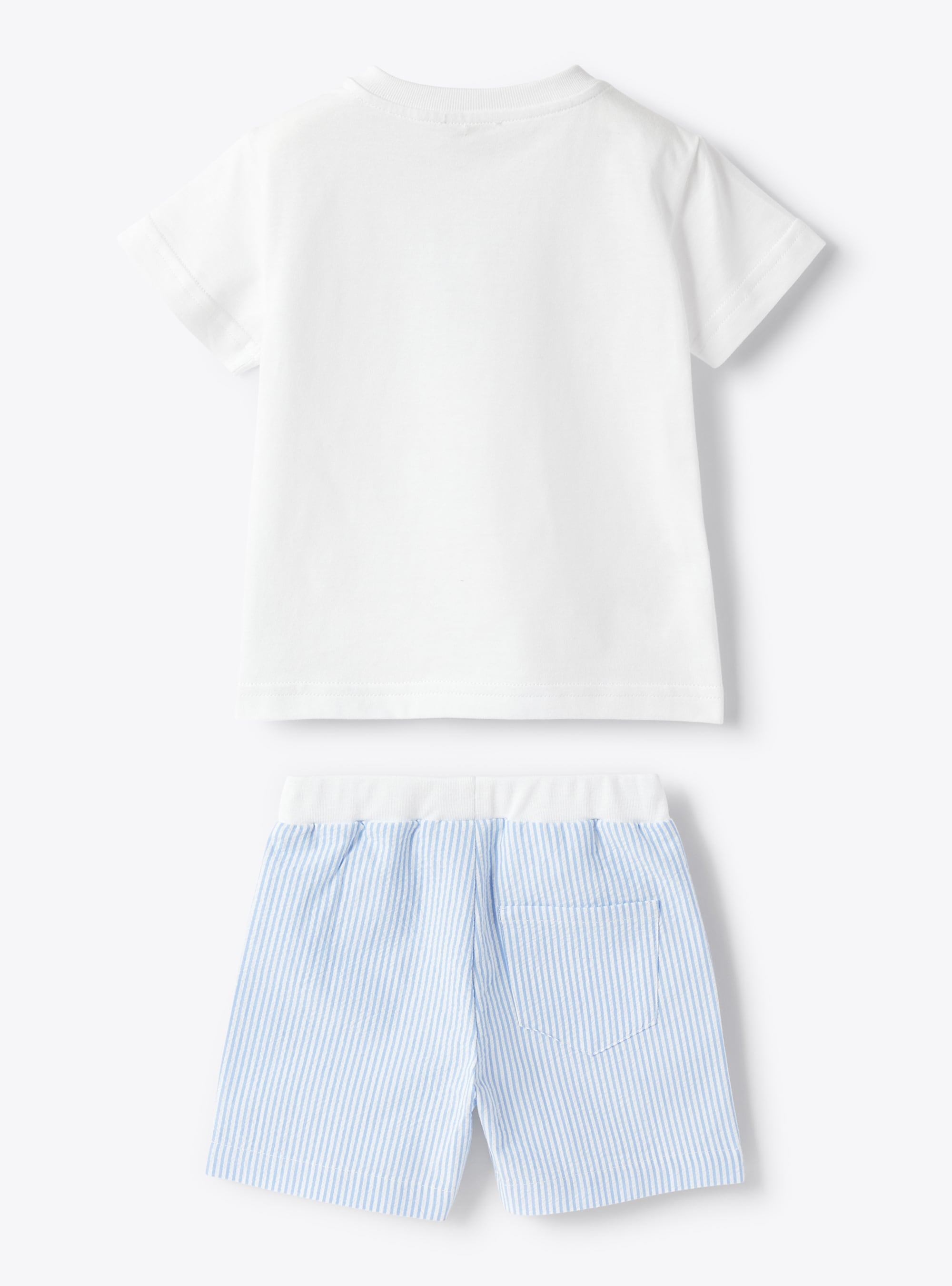 Trouser suit in seersucker - White | Il Gufo