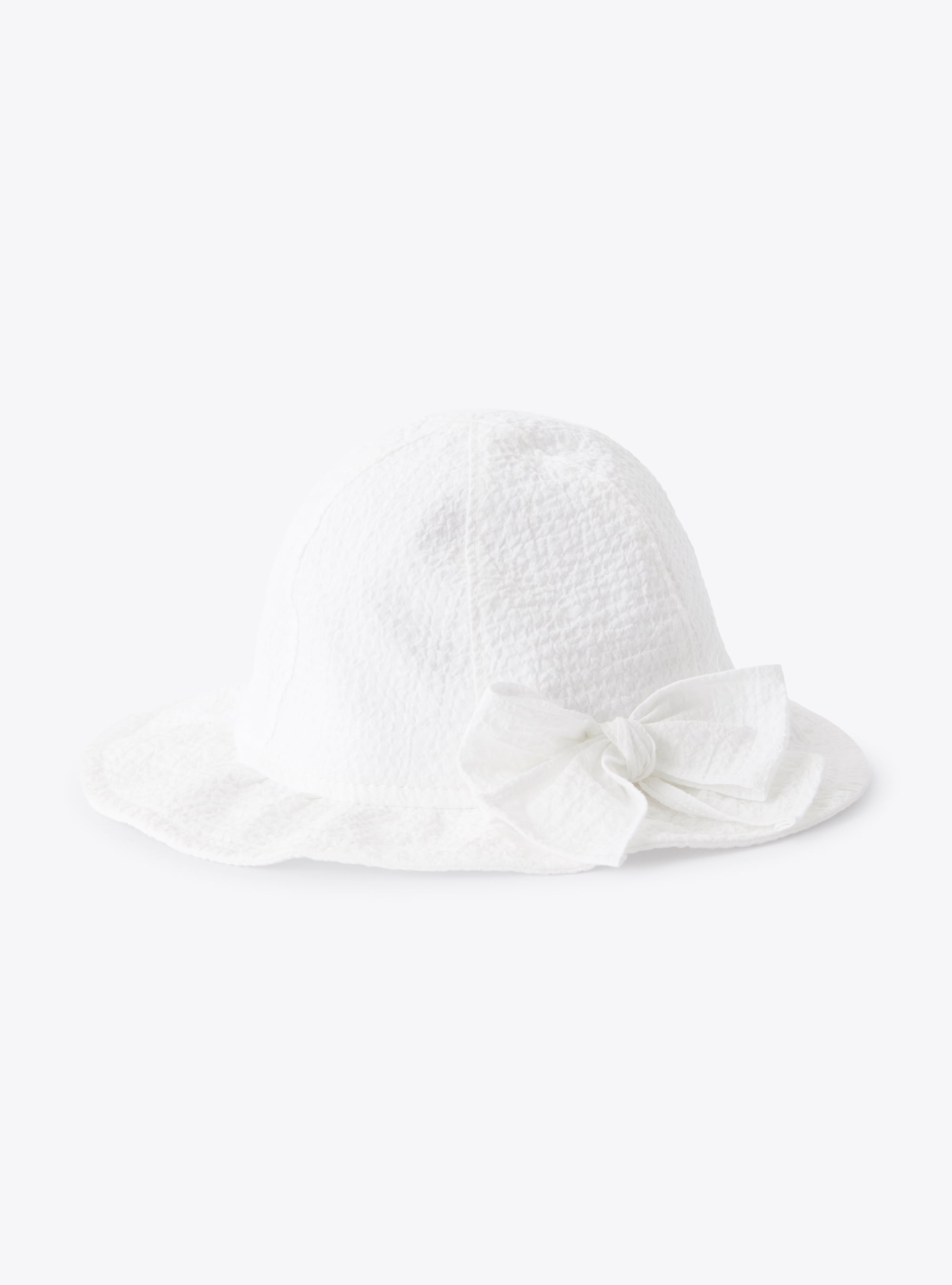 Hat in textured white cotton - White | Il Gufo
