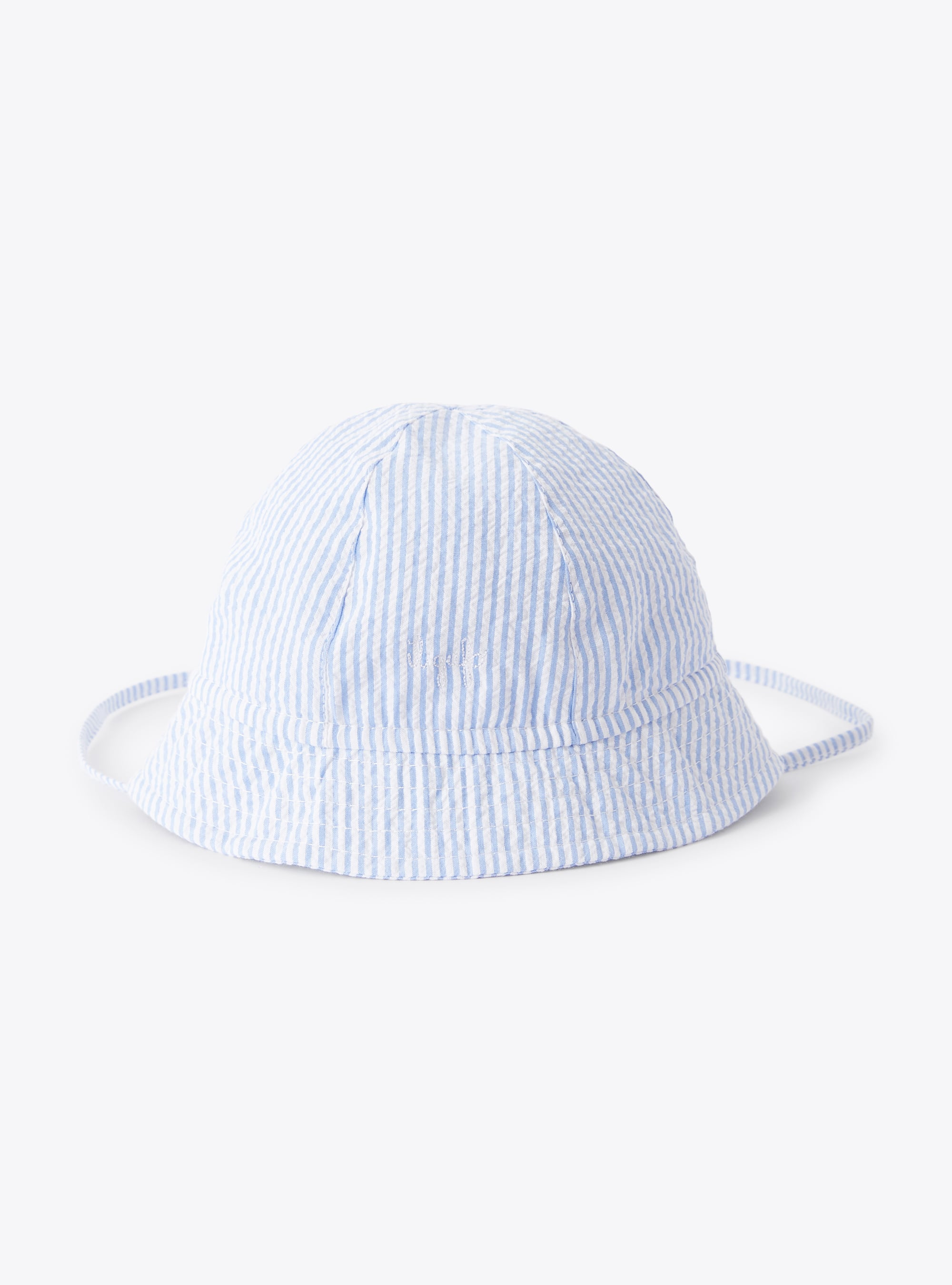 Baby boys’ hat in seersucker - Light blue | Il Gufo