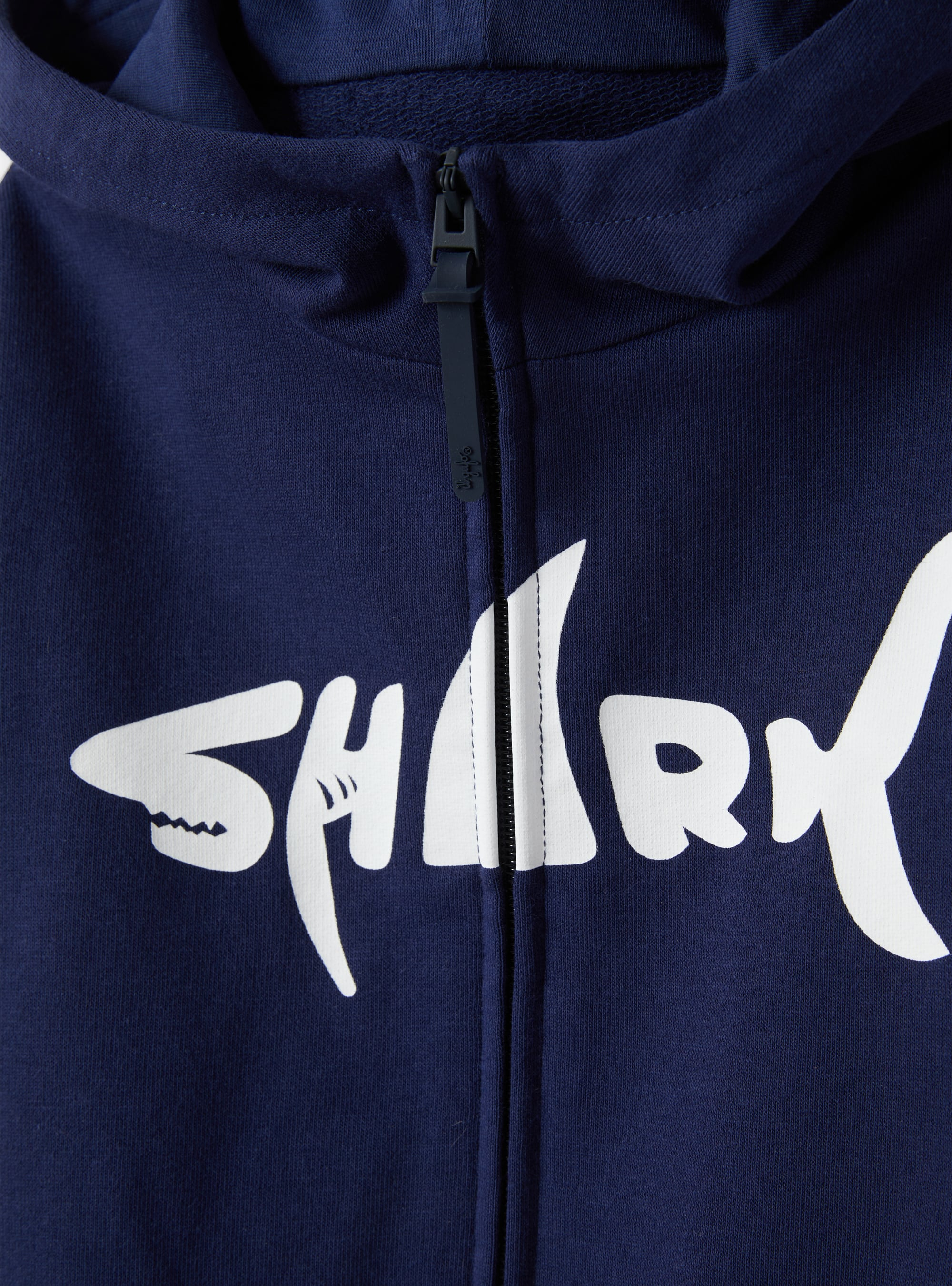 Zip-front sweatshirt with shark print - Blue | Il Gufo