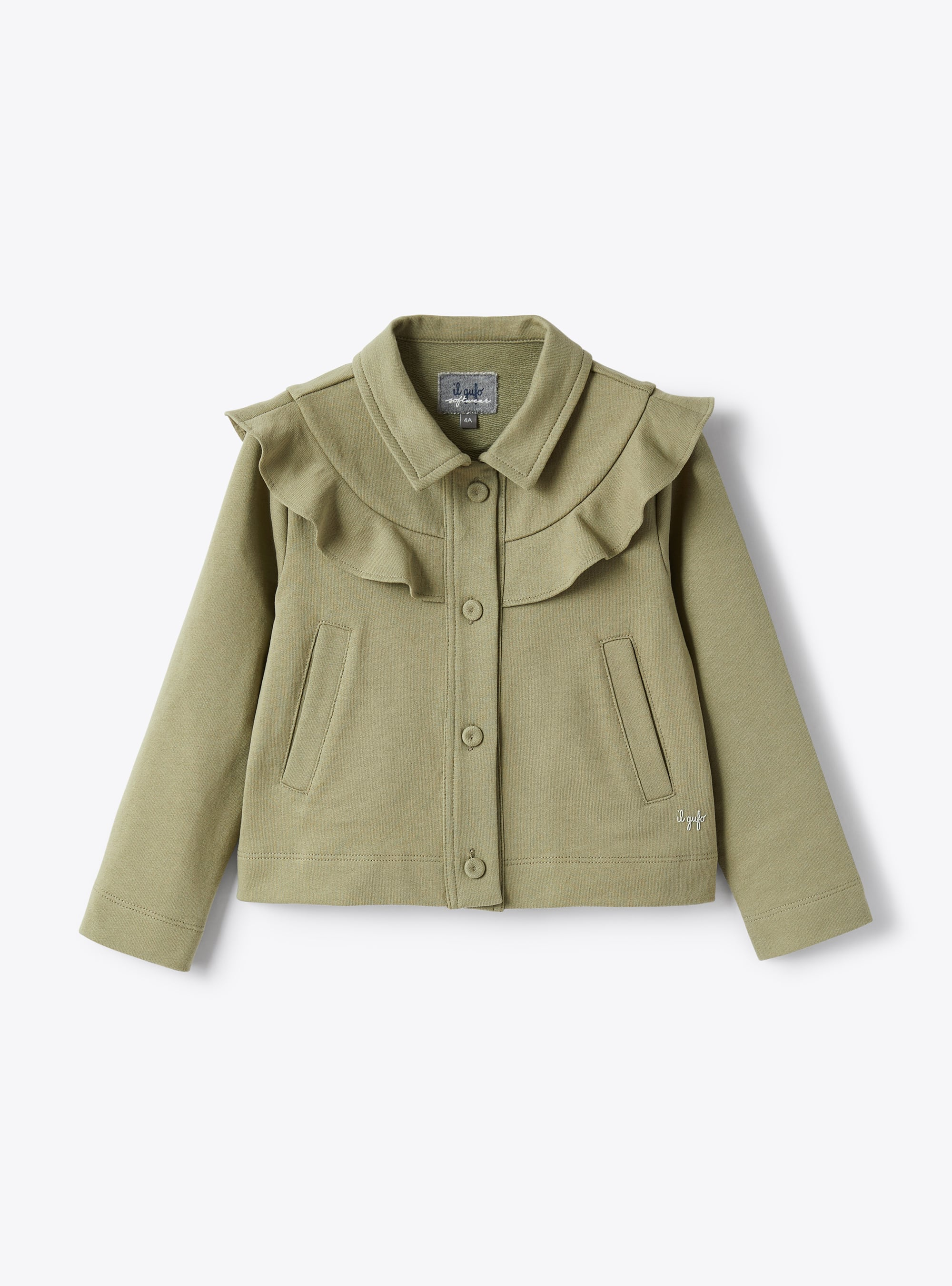 Cropped jacket in green fleece - Green | Il Gufo