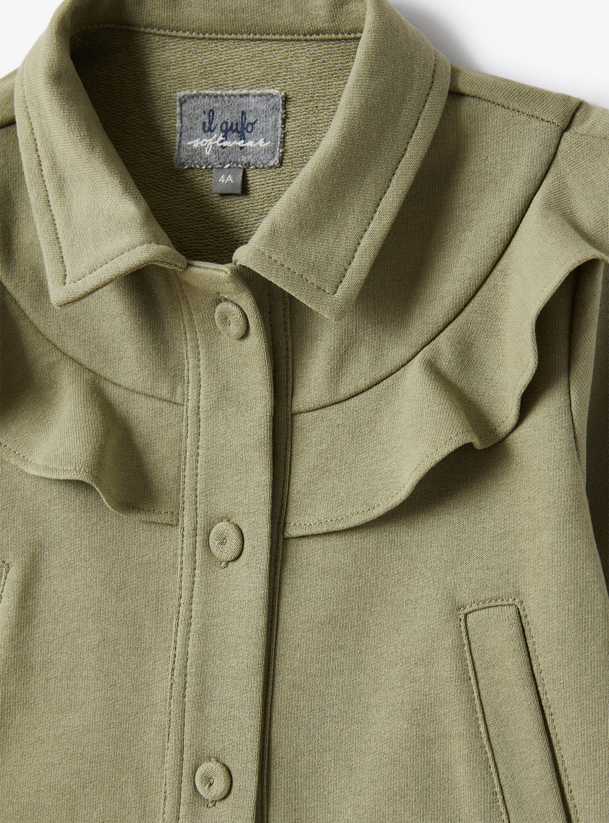 Cropped jacket in green fleece - Green | Il Gufo
