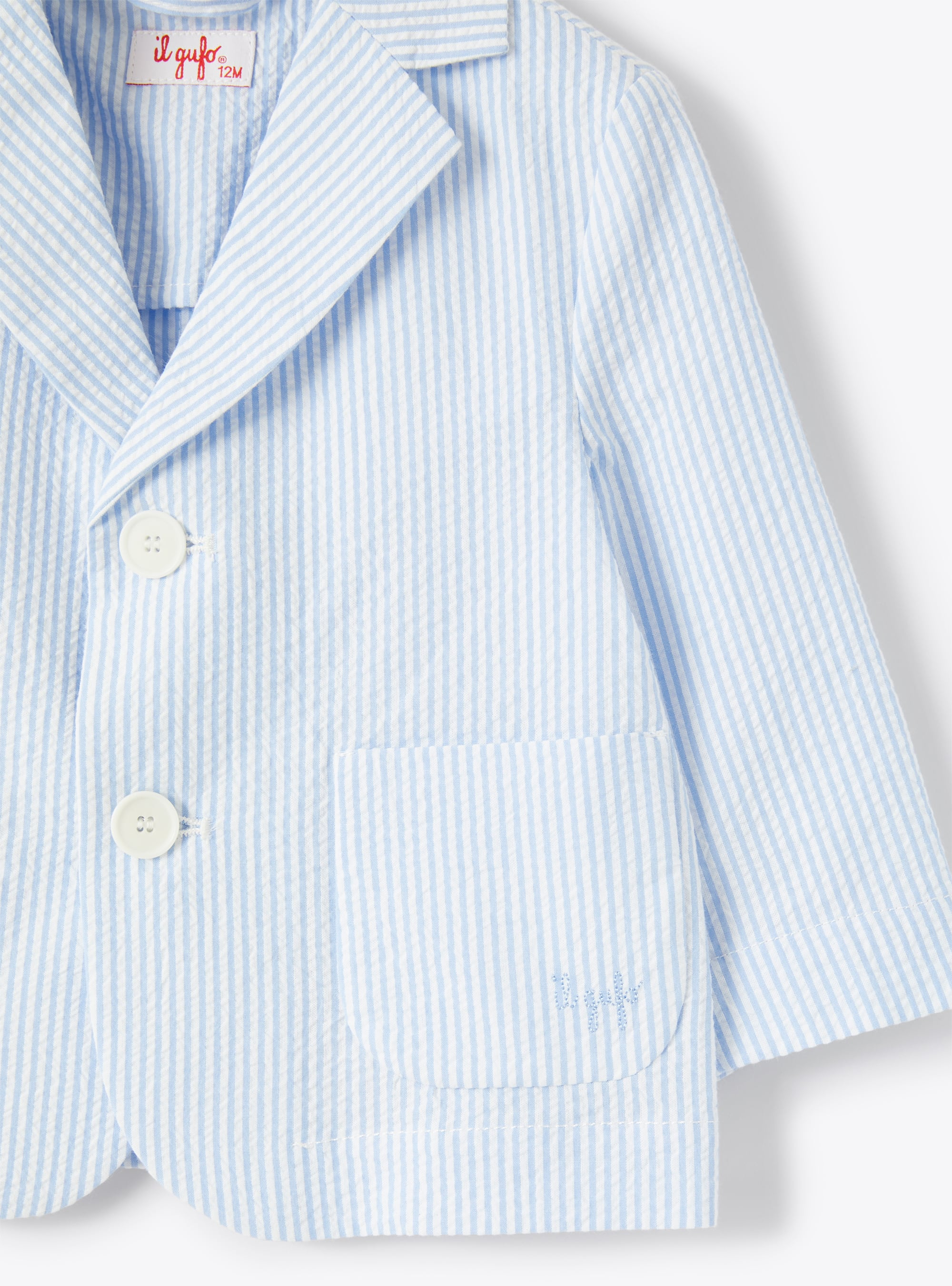 Seersucker blazer in a light-blue stripe - Light blue | Il Gufo