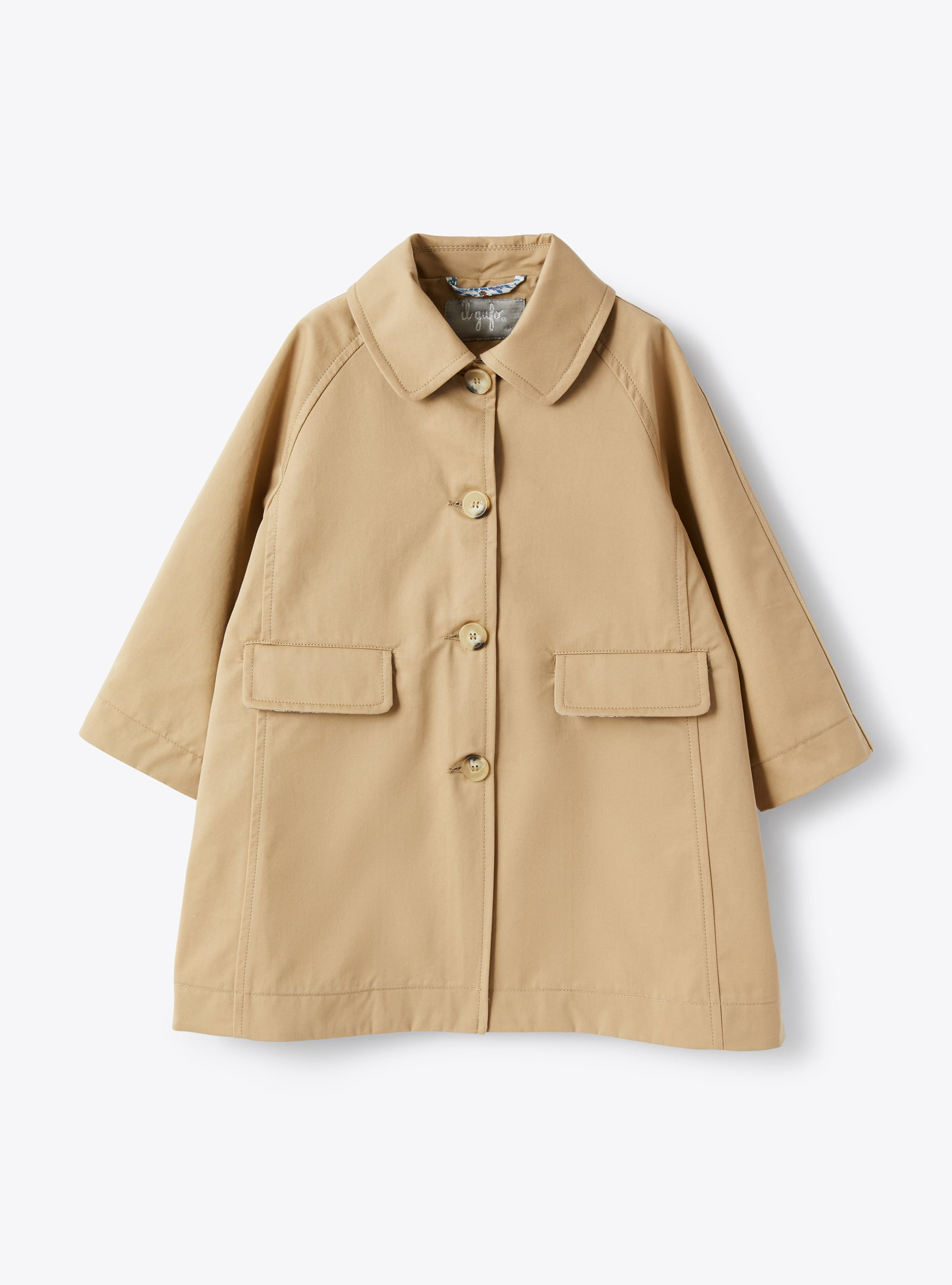 Trench coat in gabardine with floral trim - Jackets - Il Gufo