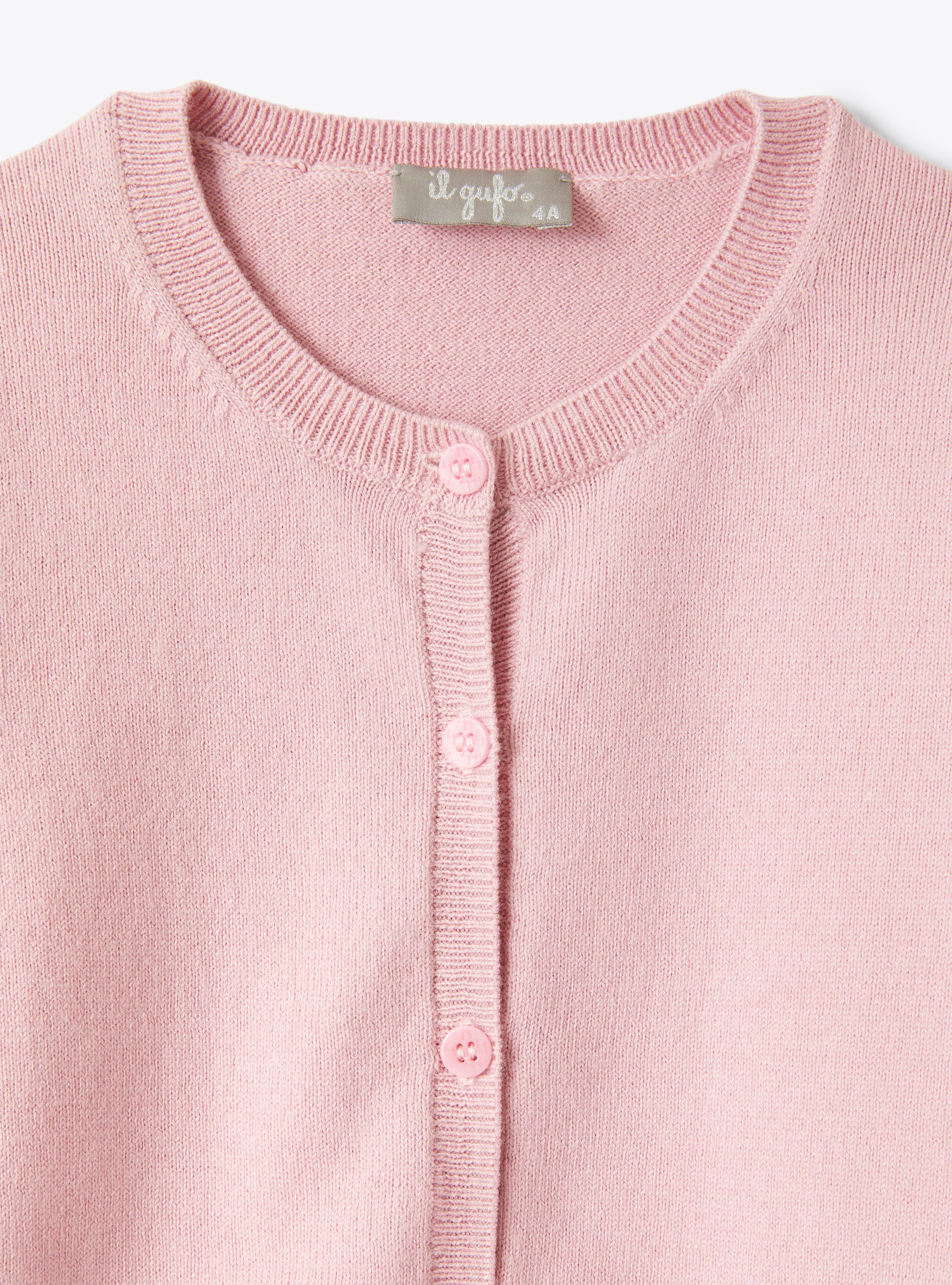 Cardigan in pink organic cotton - Pink | Il Gufo