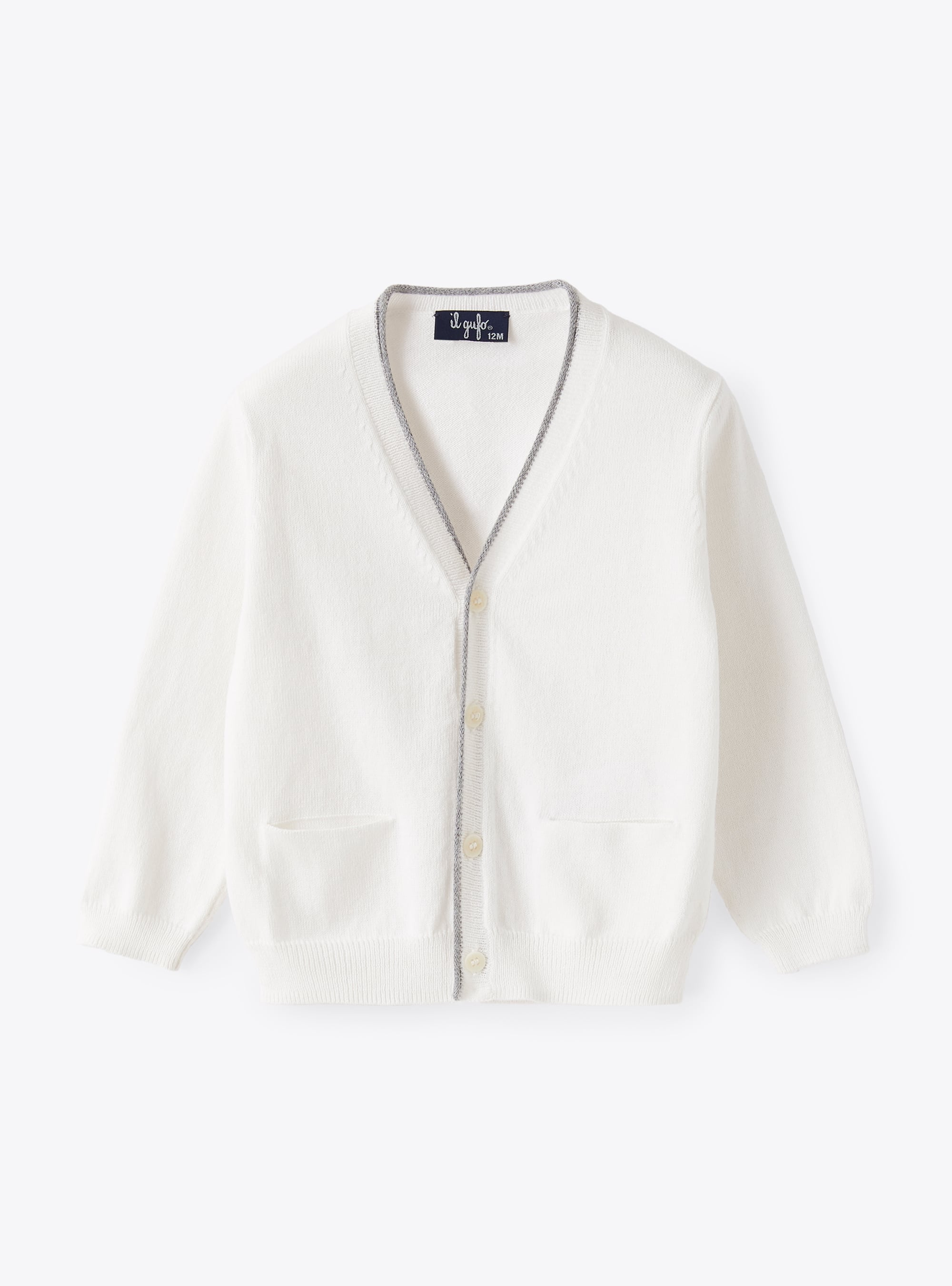 White cardigan in organic cotton - Sweaters - Il Gufo