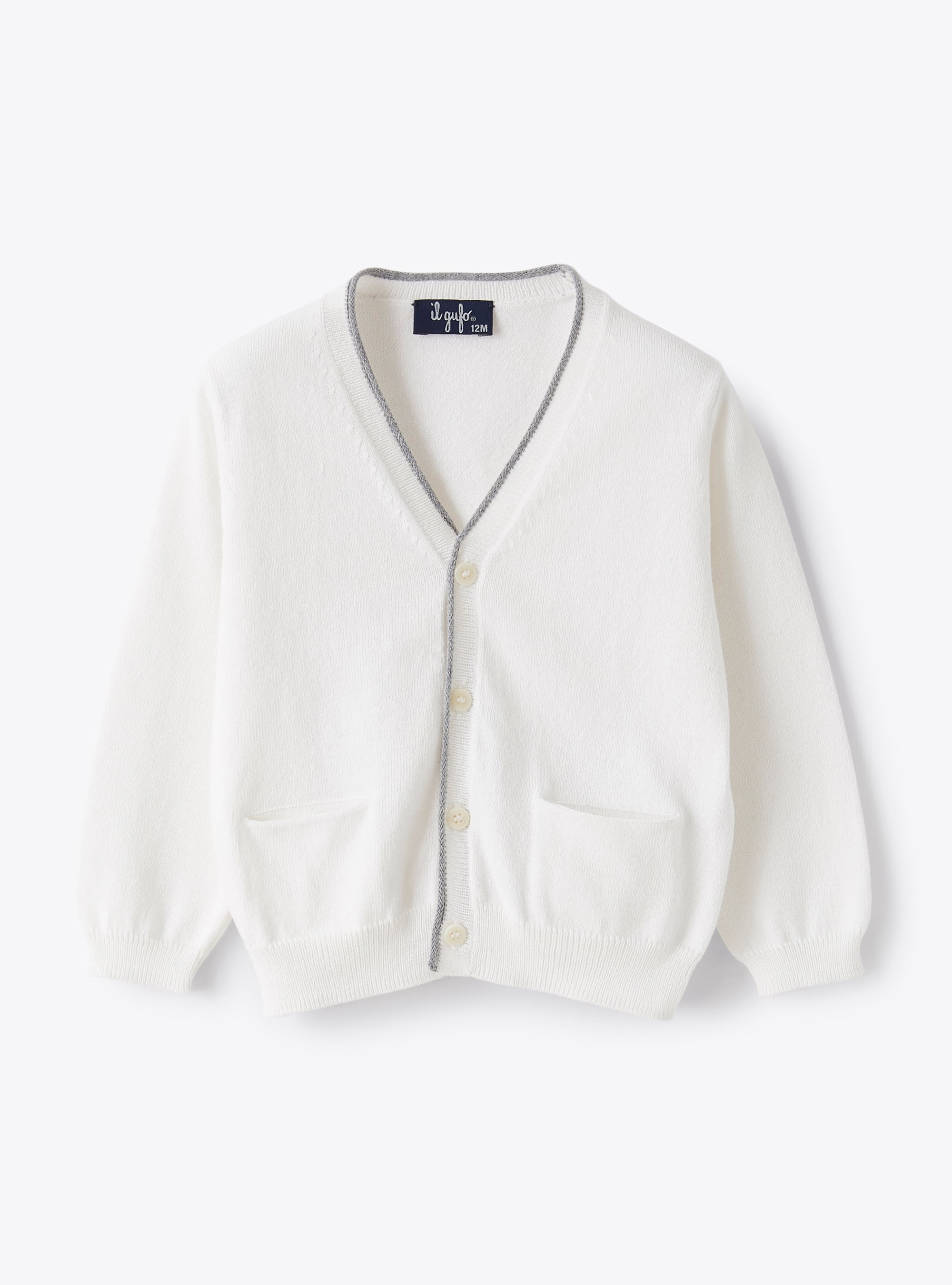 White cardigan in organic cotton - White | Il Gufo