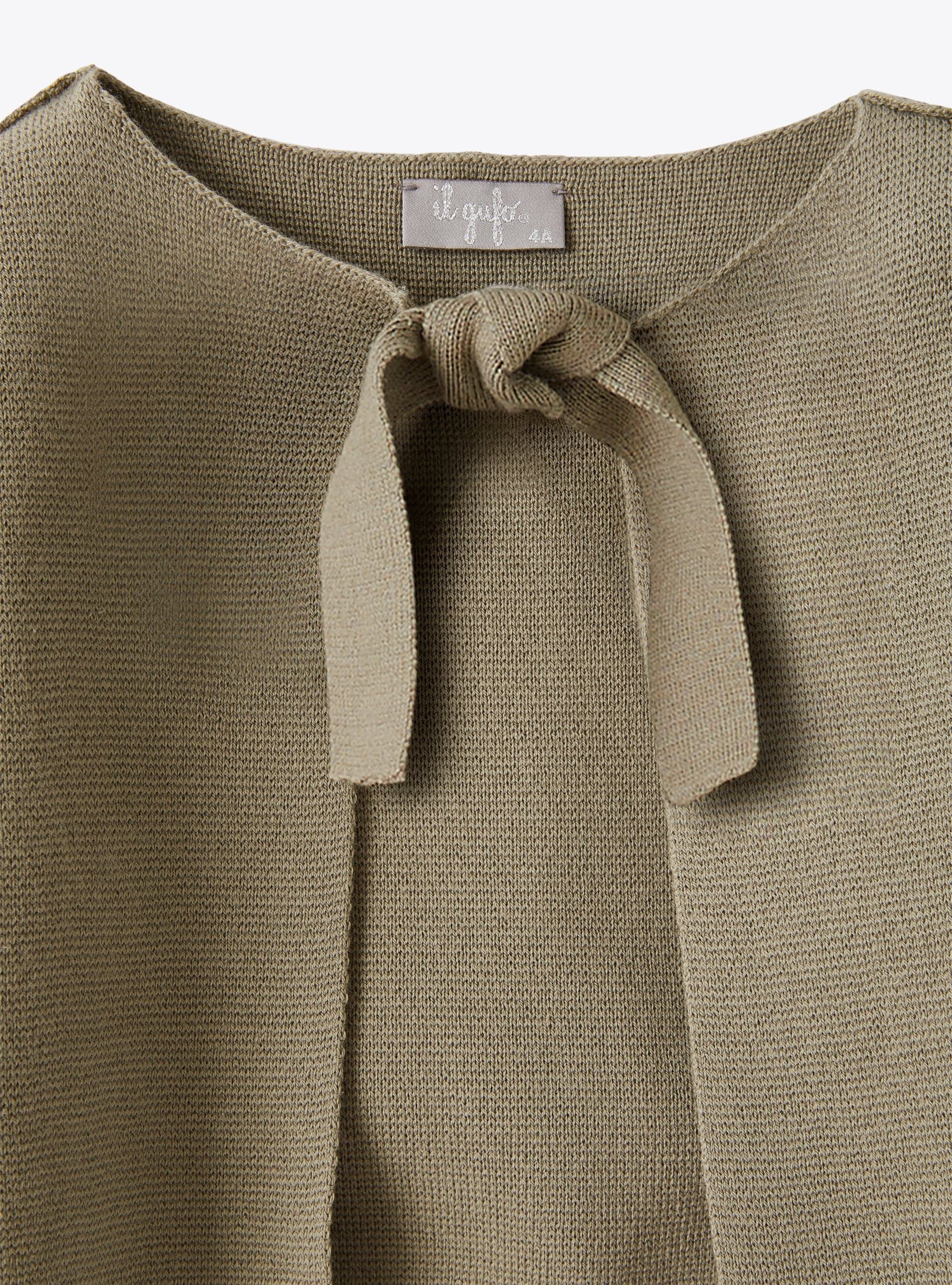 Cardigan in organic cotton with bow - Green | Il Gufo