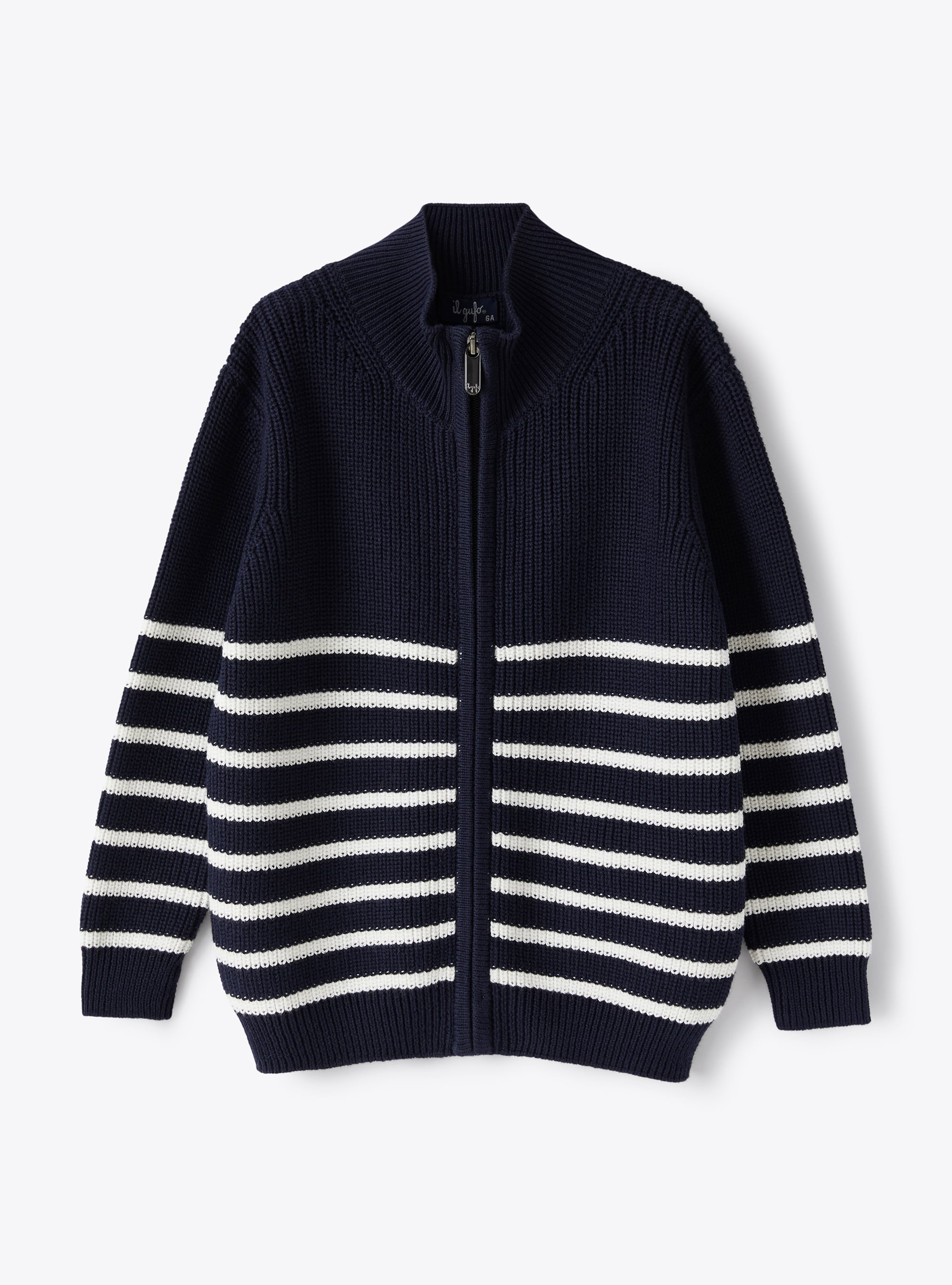 Cardigan in striped organic cotton - Blue | Il Gufo
