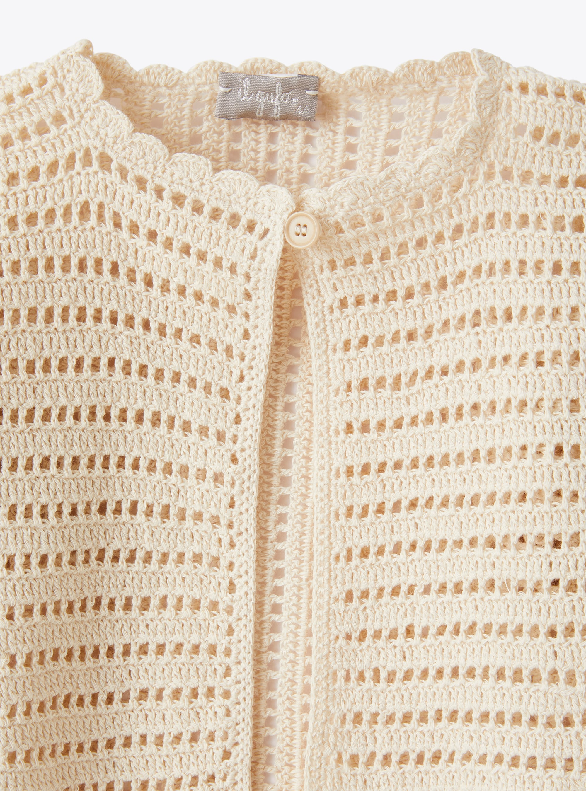 Cardigan en coton biologique crocheté - Blanc | Il Gufo