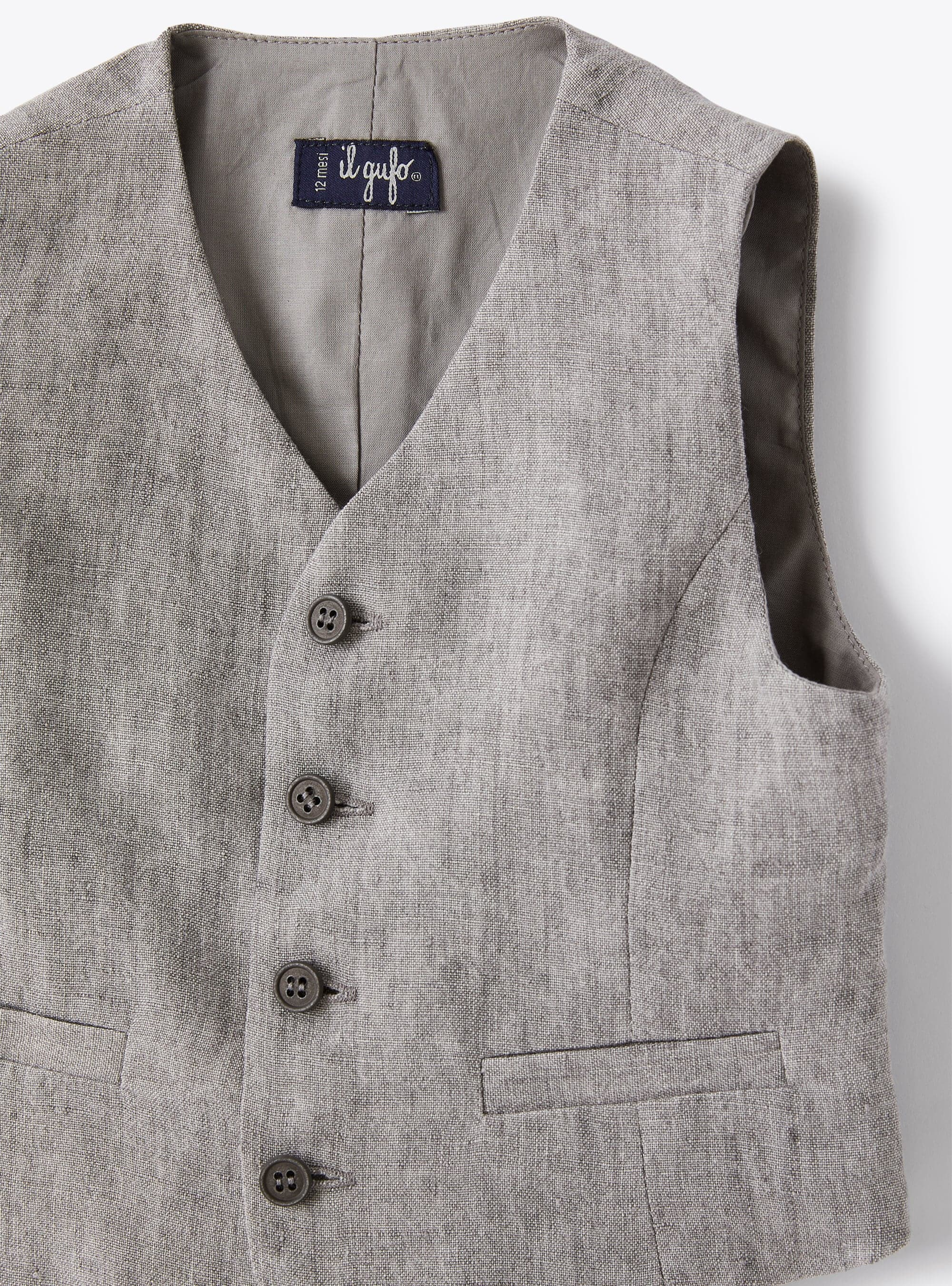 Grey linen waistcoat - Grey | Il Gufo