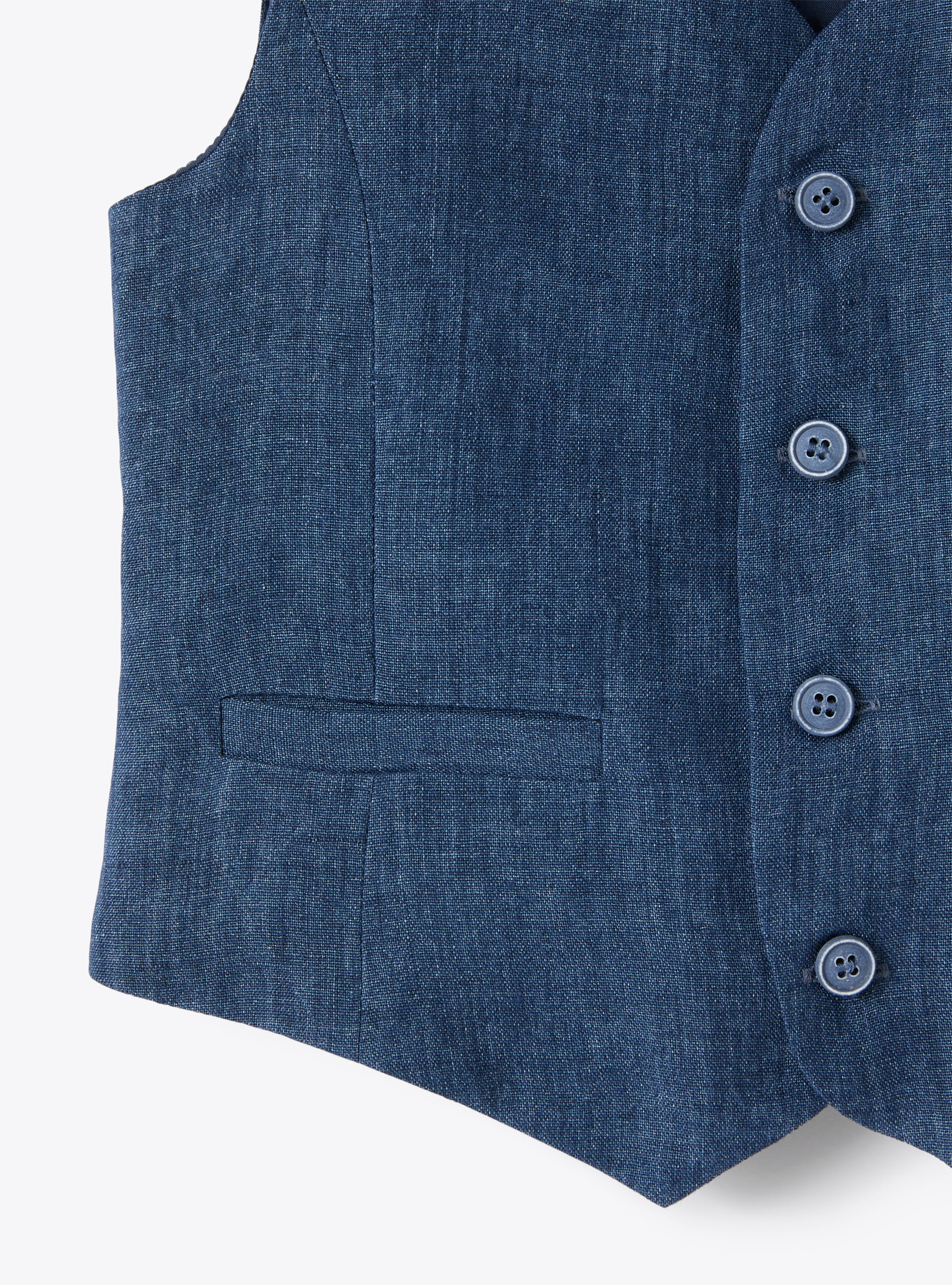 Gilet in 100% lino blu - Blue | Il Gufo