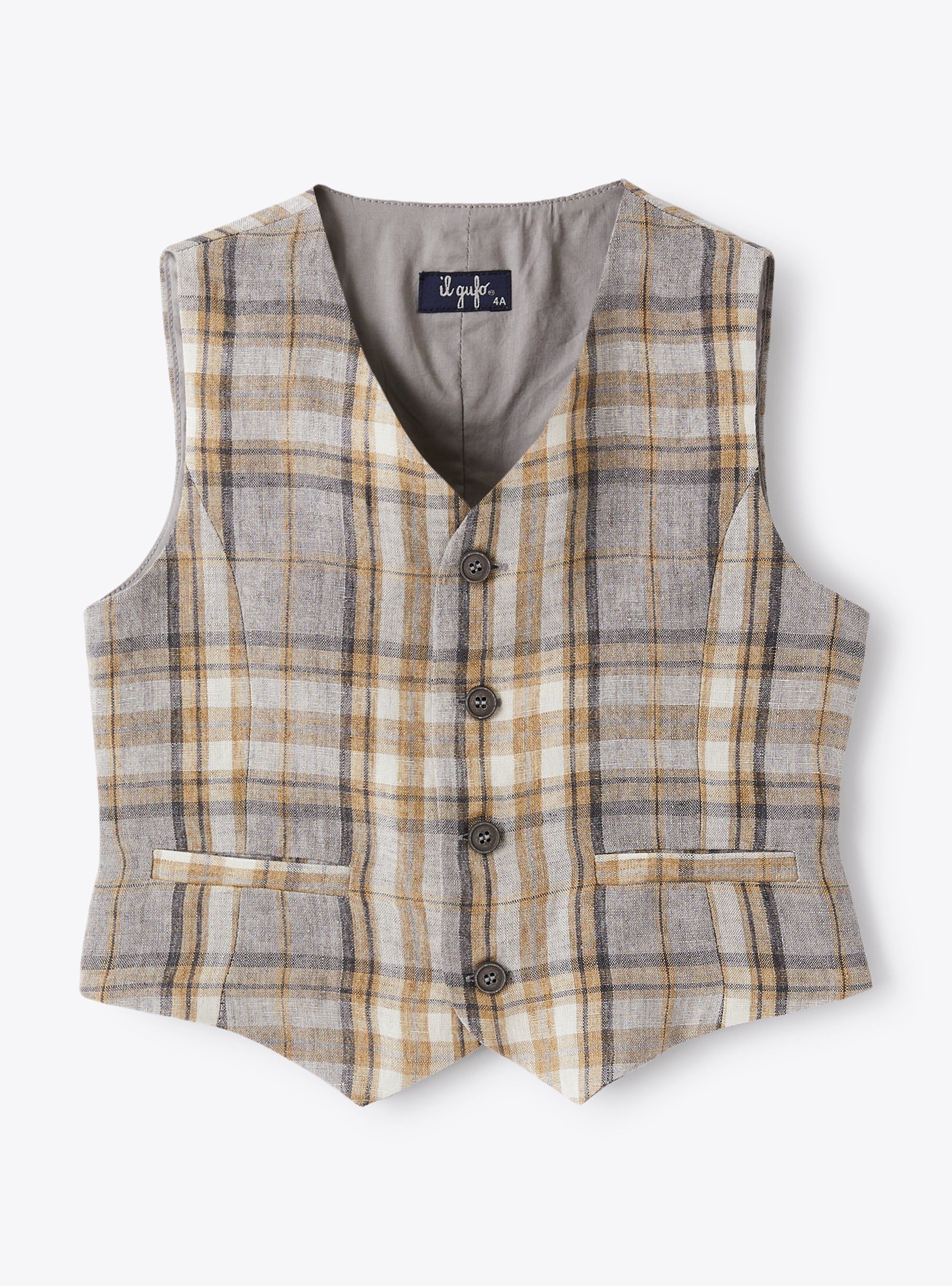 Gilet en lin avec imprimé madras - Pulls - Il Gufo