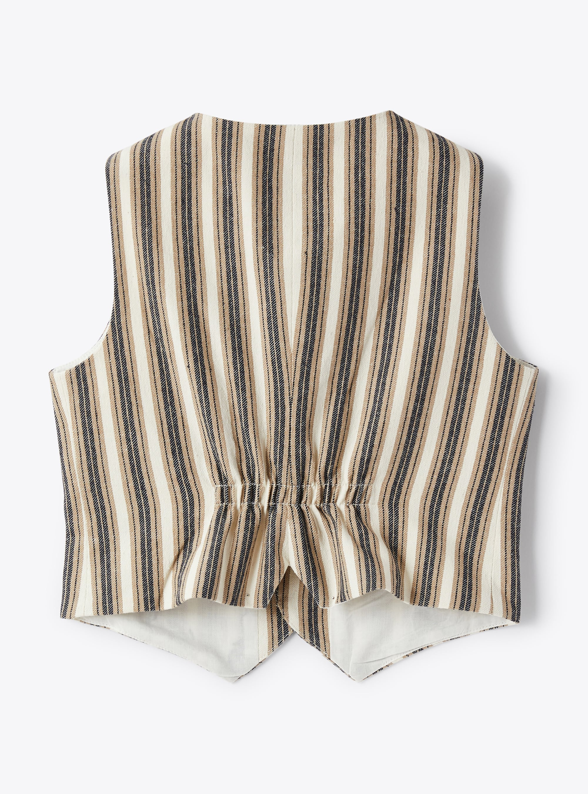 Waistcoat in a cotton blend with a stripe print - Beige | Il Gufo
