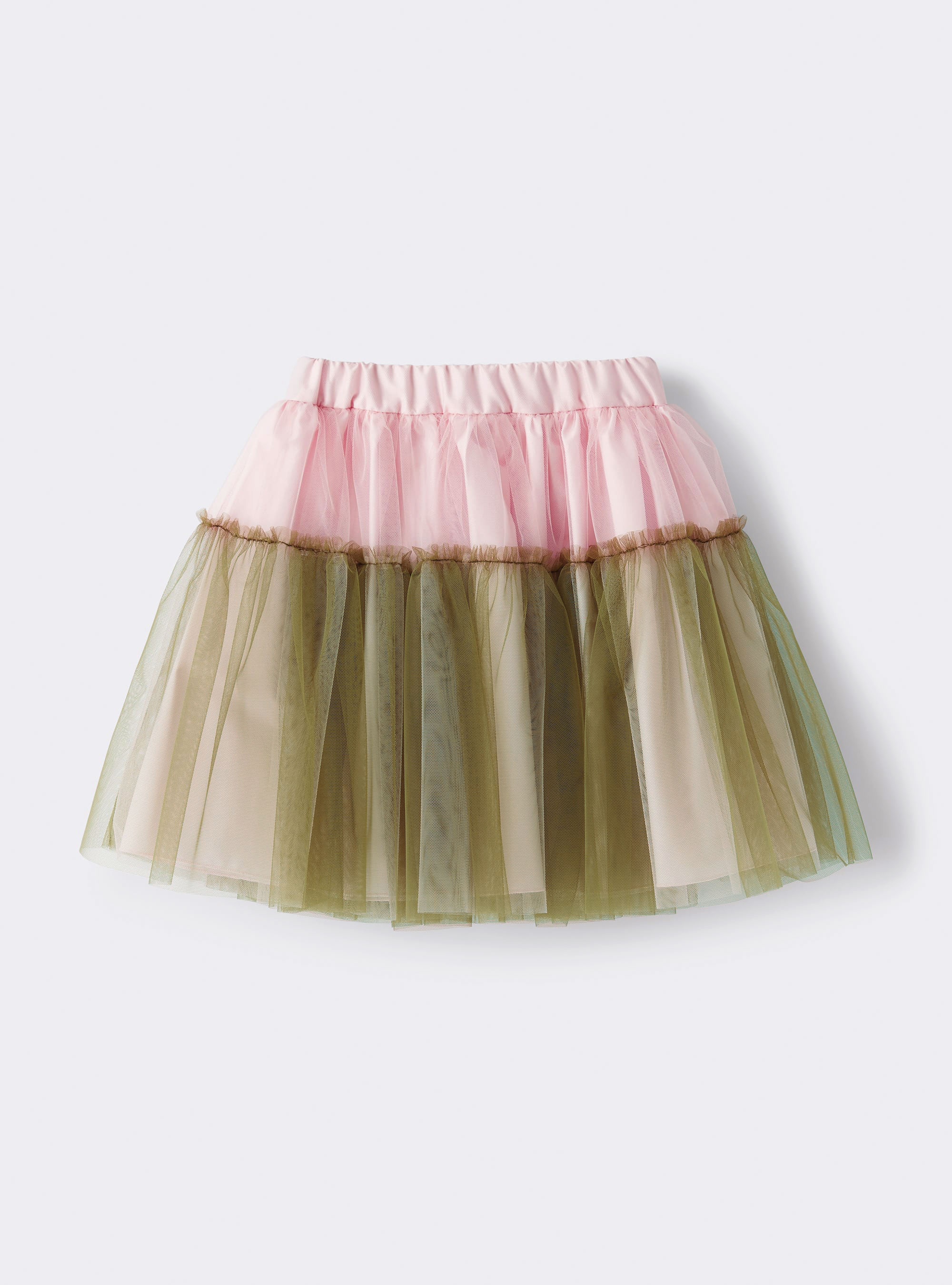 Двухцветная юбка из розового и зеленого тюля - Юбки - Il Gufo