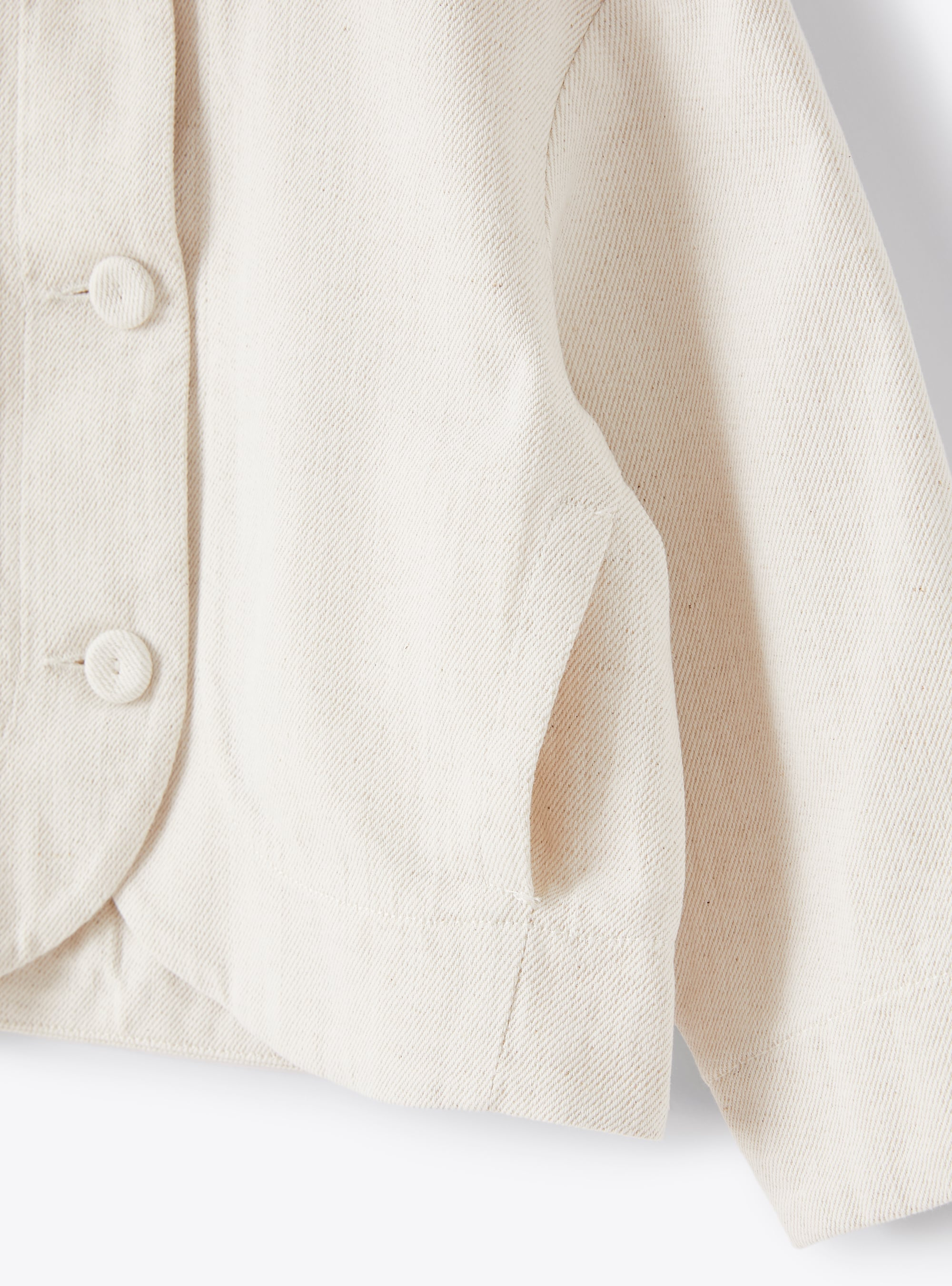 Jacket in white cotton-and-linen bull denim - Beige | Il Gufo