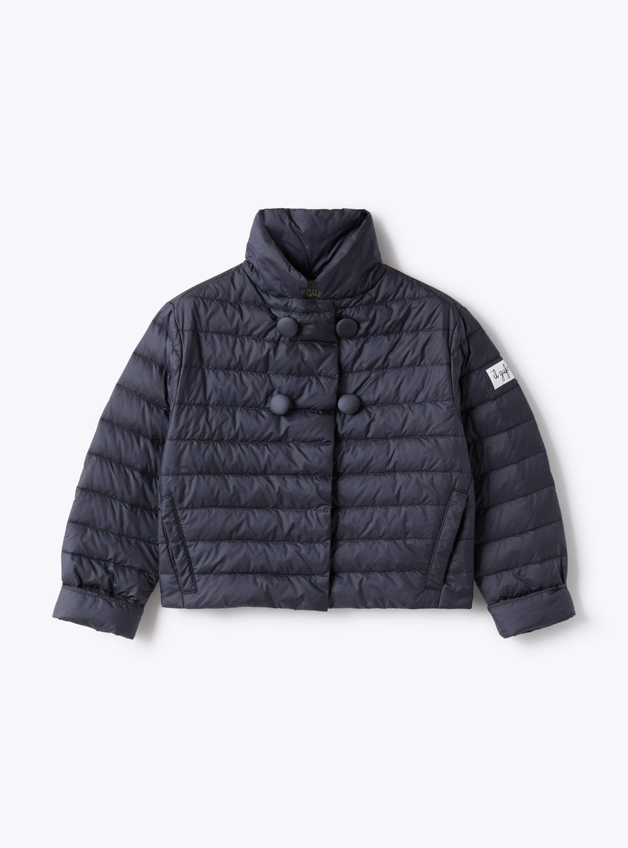 Double-breasted down jacket in blue nylon - Jackets - Il Gufo