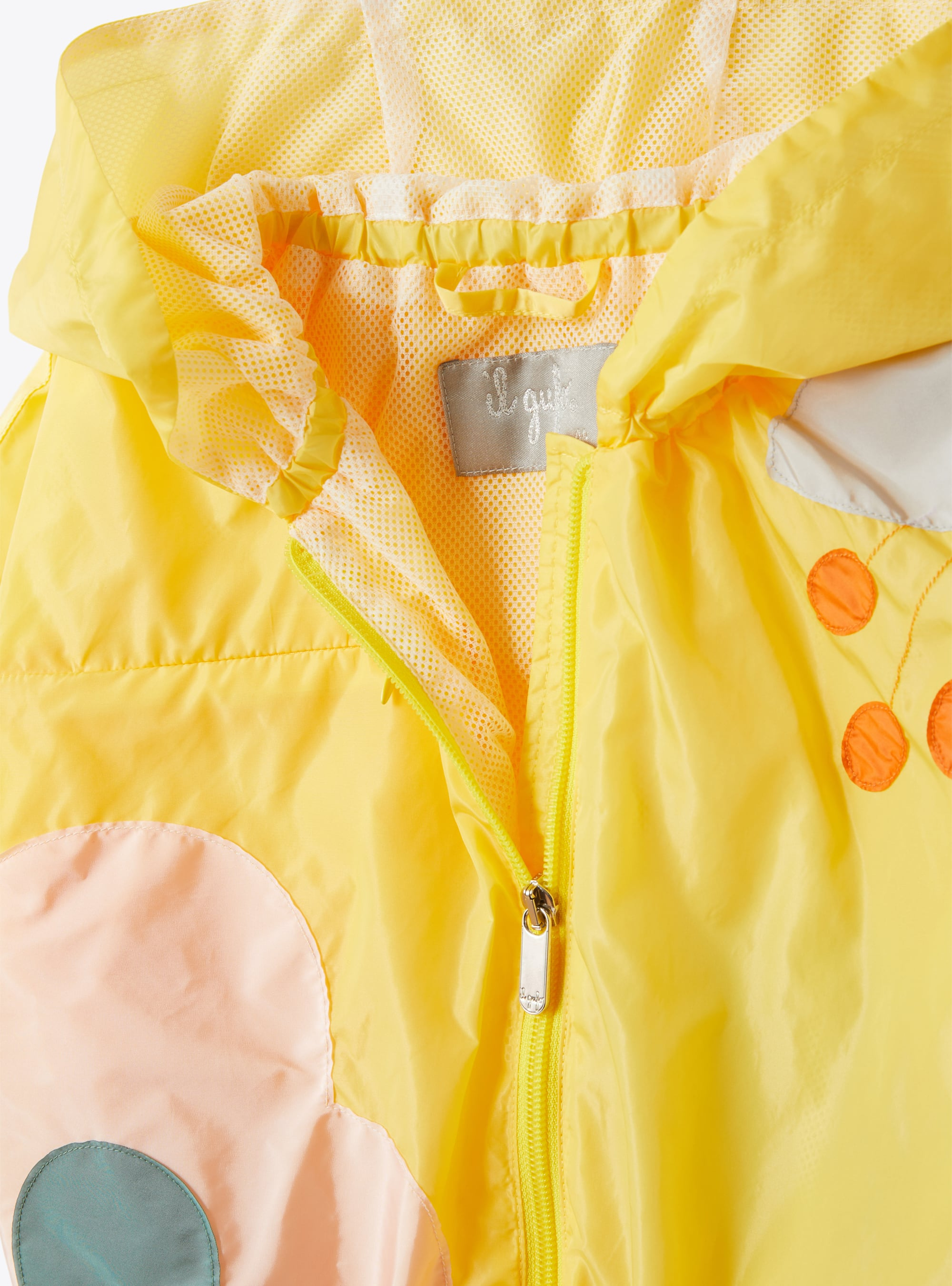 Jacket in nylon taffeta with flowers - Yellow | Il Gufo