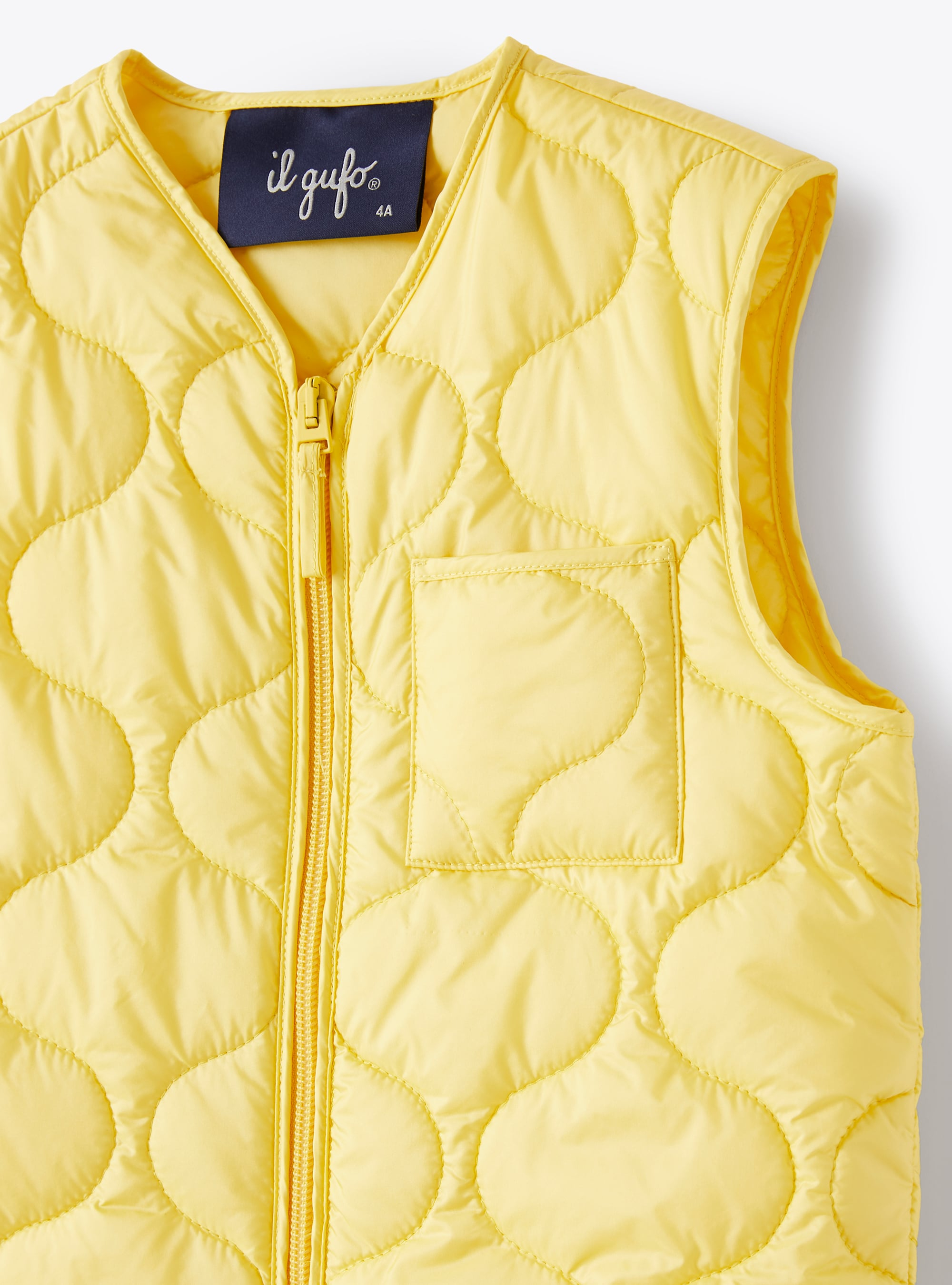 Cropped gilet in yellow with eco-friendly padding - Yellow | Il Gufo