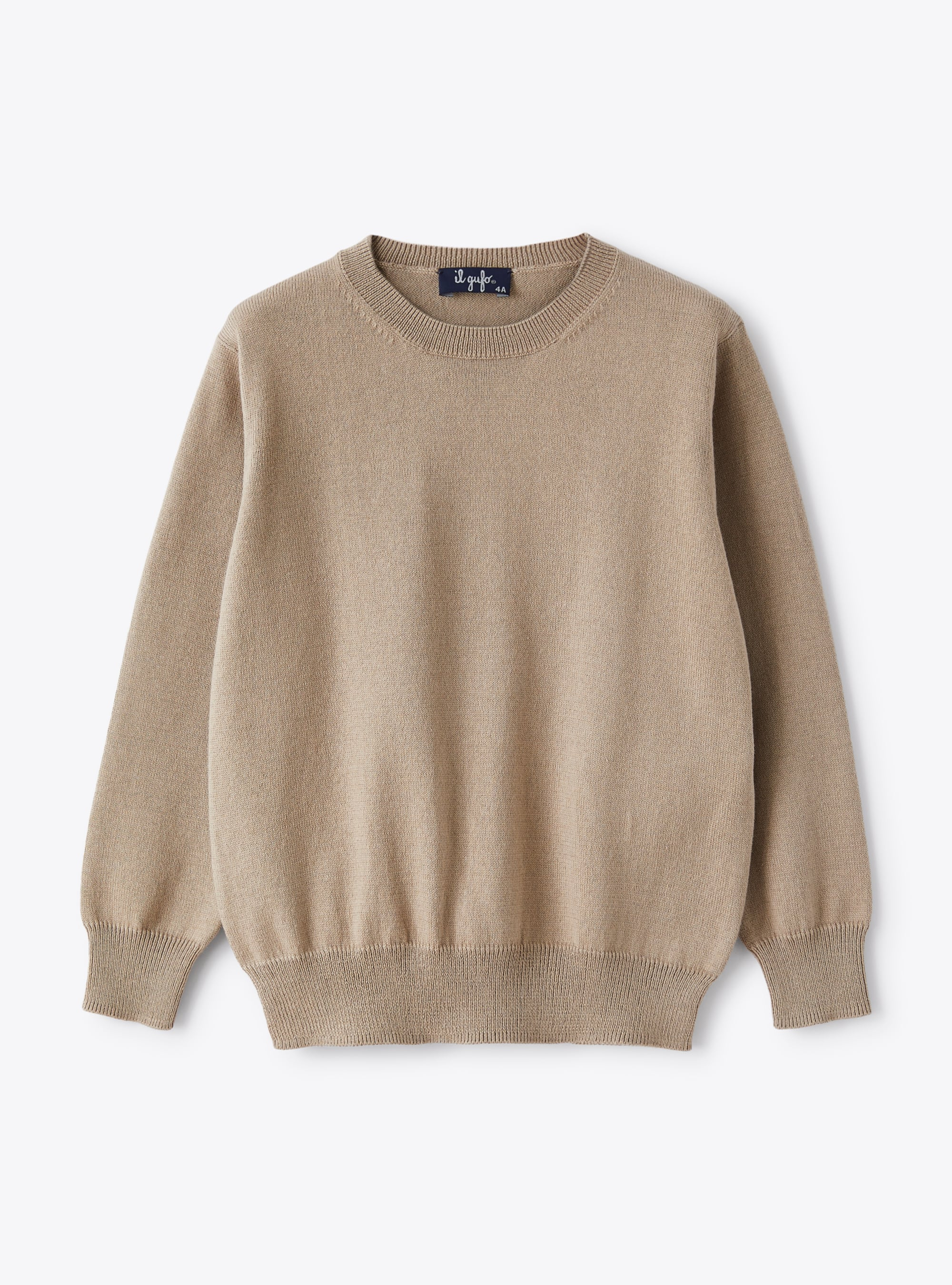 Sweater in organic beige cotton - Beige | Il Gufo