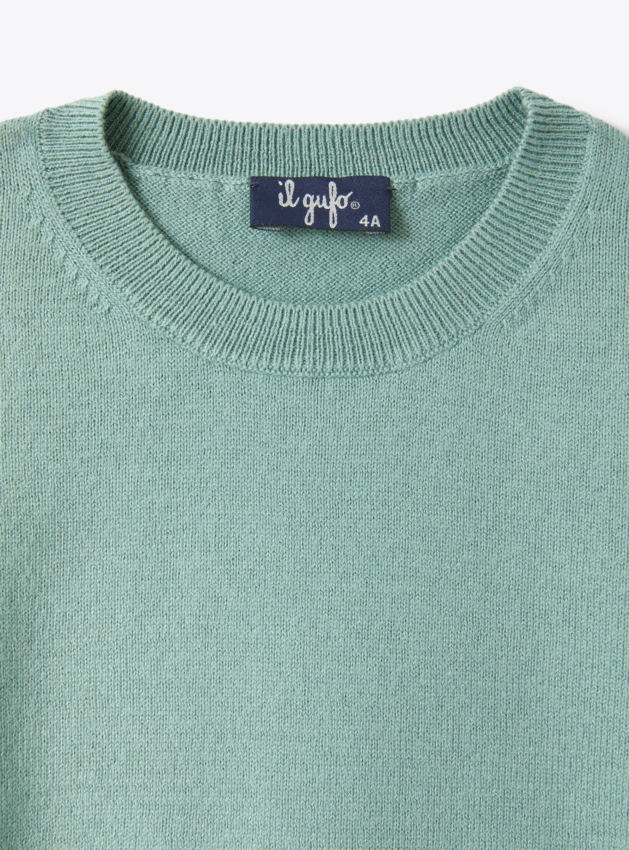 Sweater in organic green cotton - Green | Il Gufo