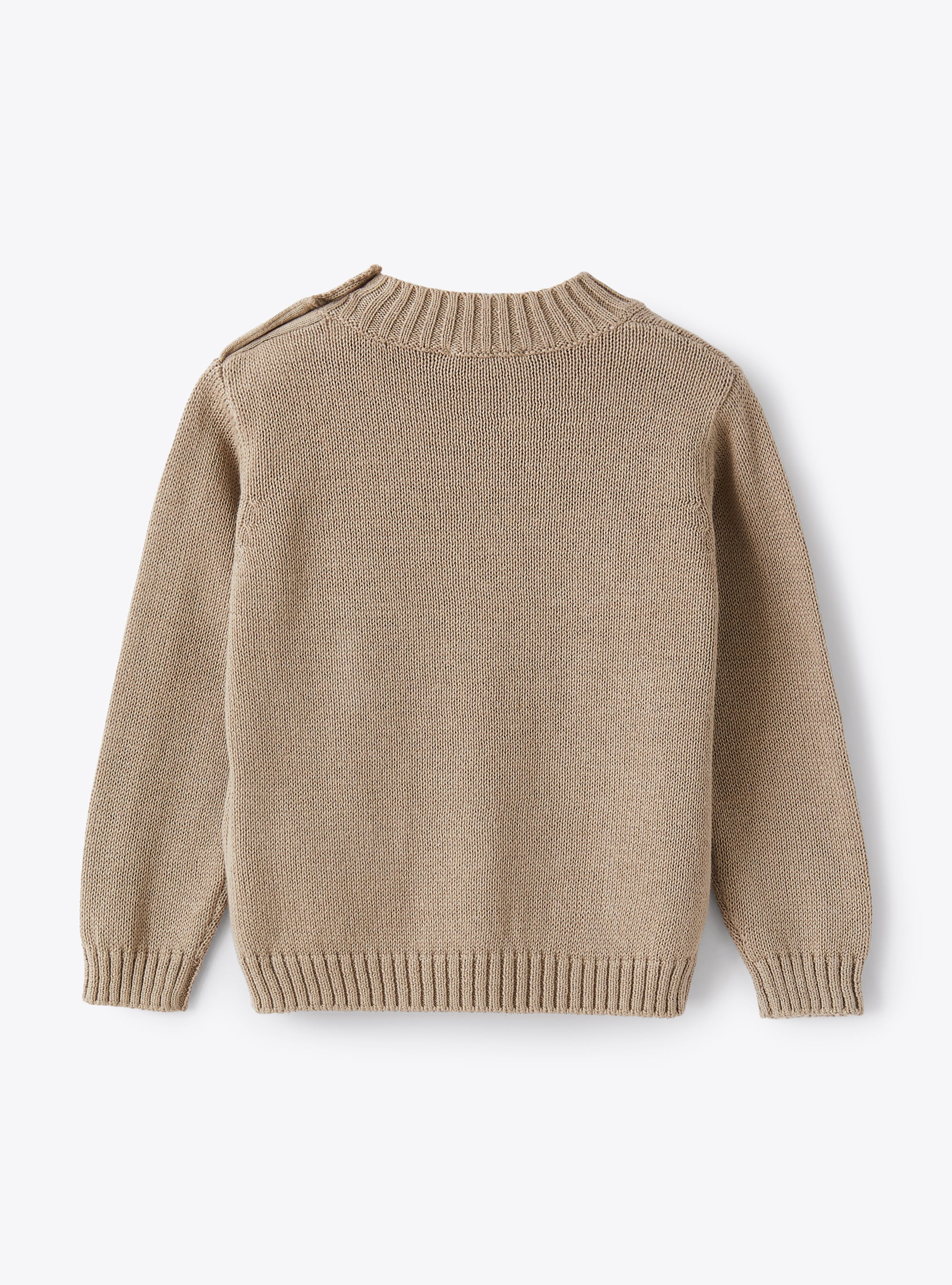Round-neck sweater with embroidered seagull - Beige | Il Gufo