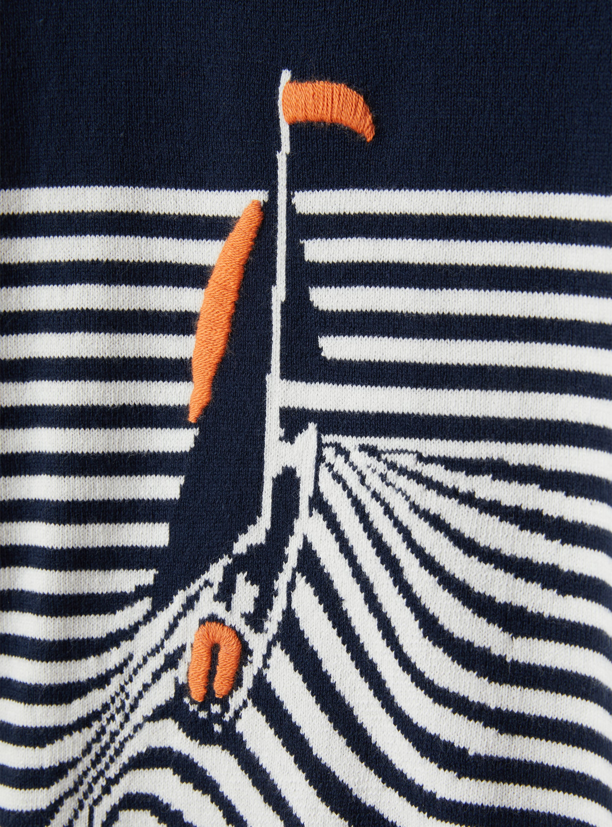 Jacquard sweater with sailboat - Blue | Il Gufo