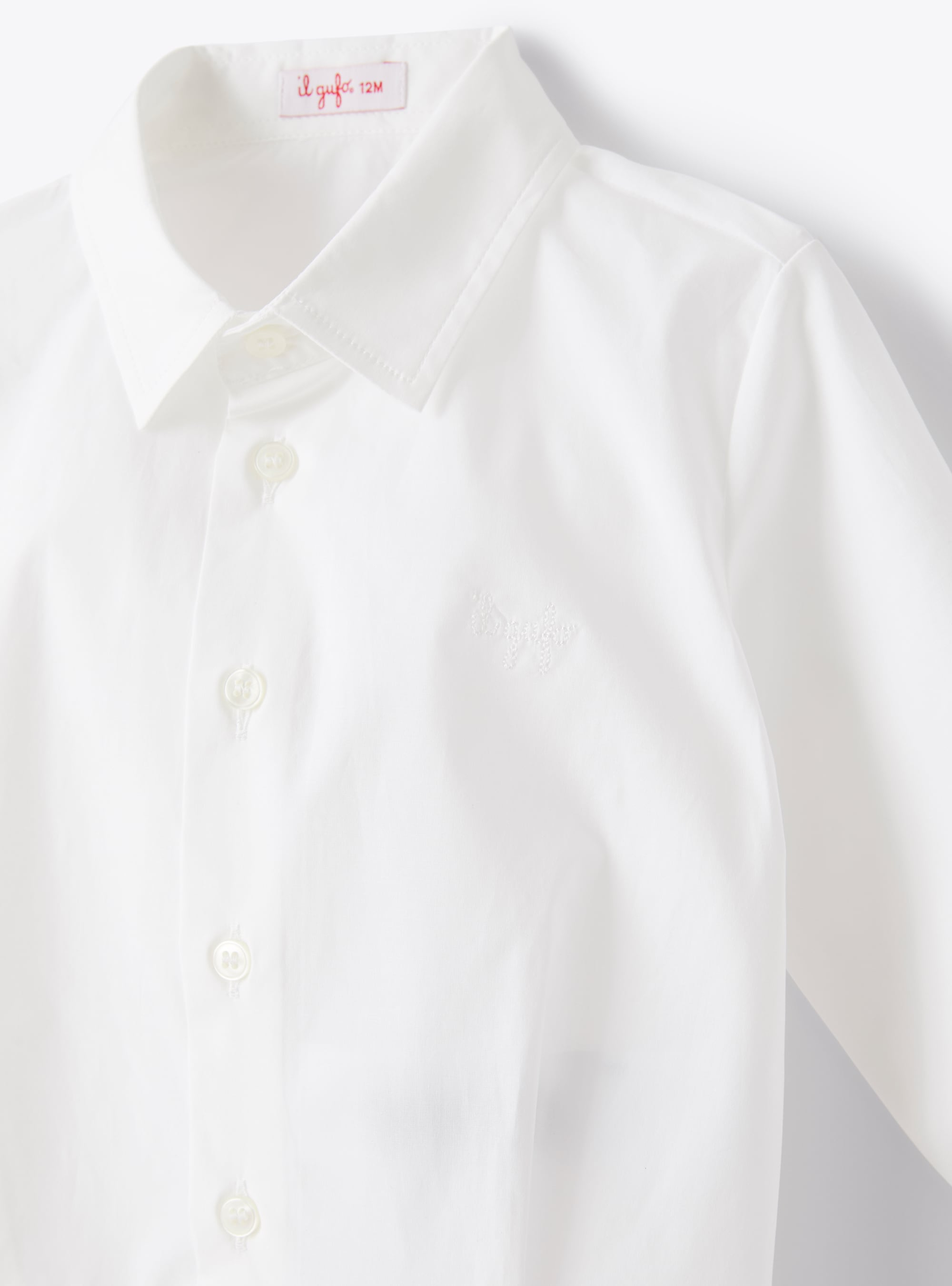Body im Hemdenstil aus weißem Popeline - Weiss | Il Gufo