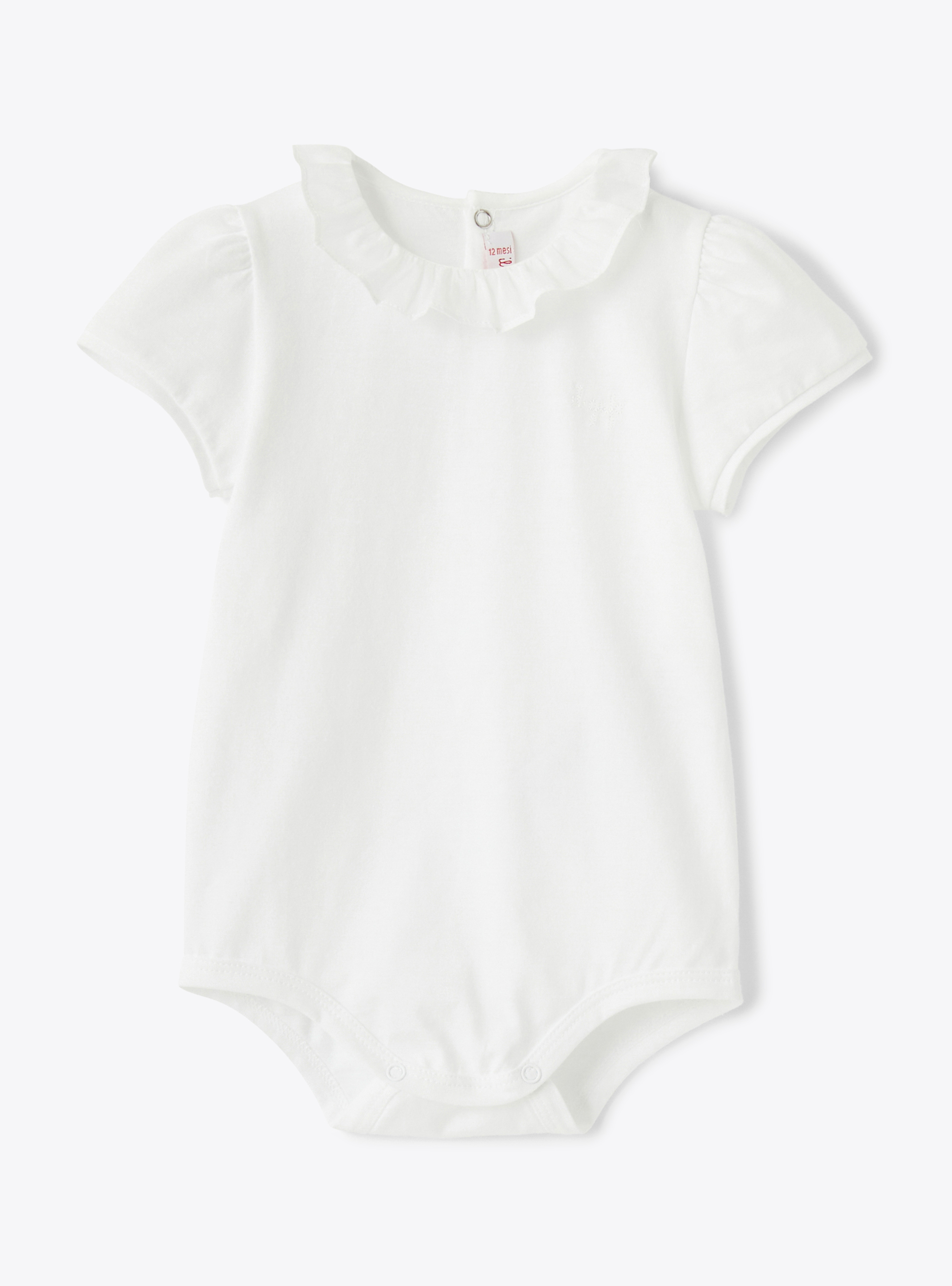 Bodysuit in cotton jersey with ruffles - White | Il Gufo