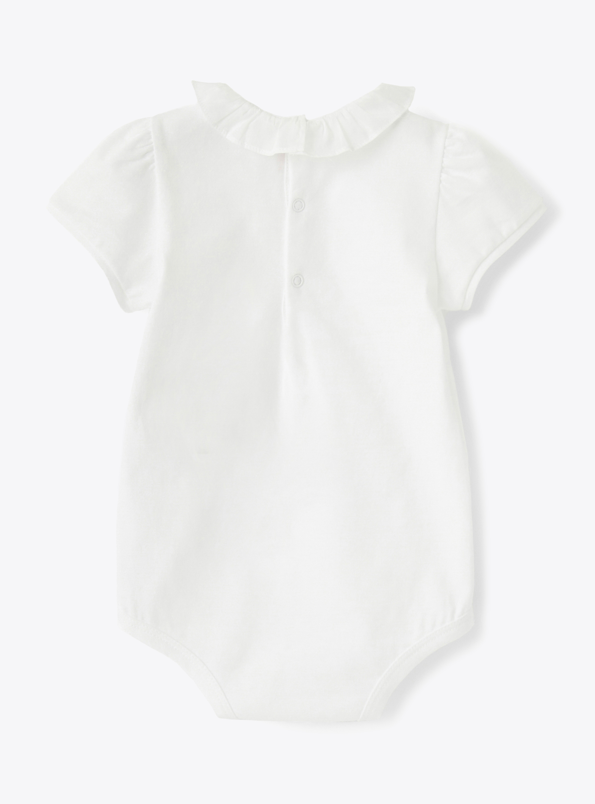 Bodysuit in cotton jersey with ruffles - White | Il Gufo