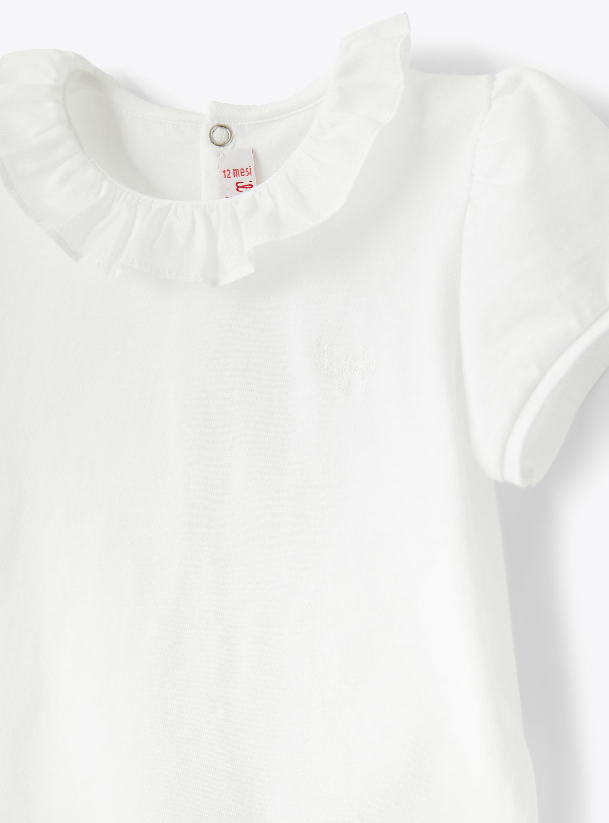 Bodysuit in cotton jersey with ruffles - White | Il Gufo