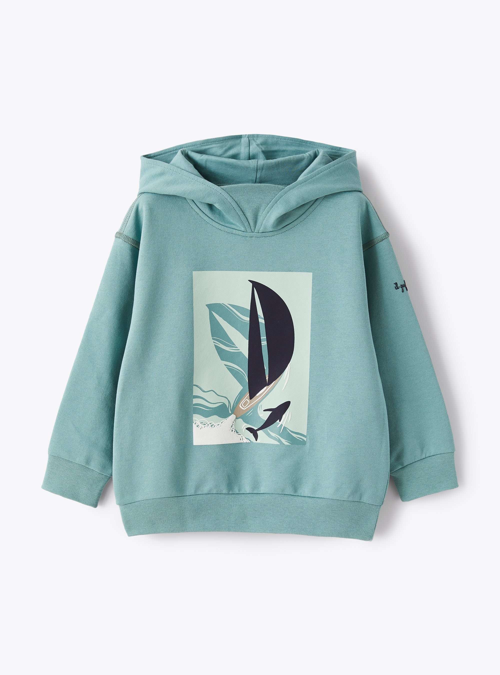 Hooded sweatshirt with sailboat print - Sweatshirts - Il Gufo