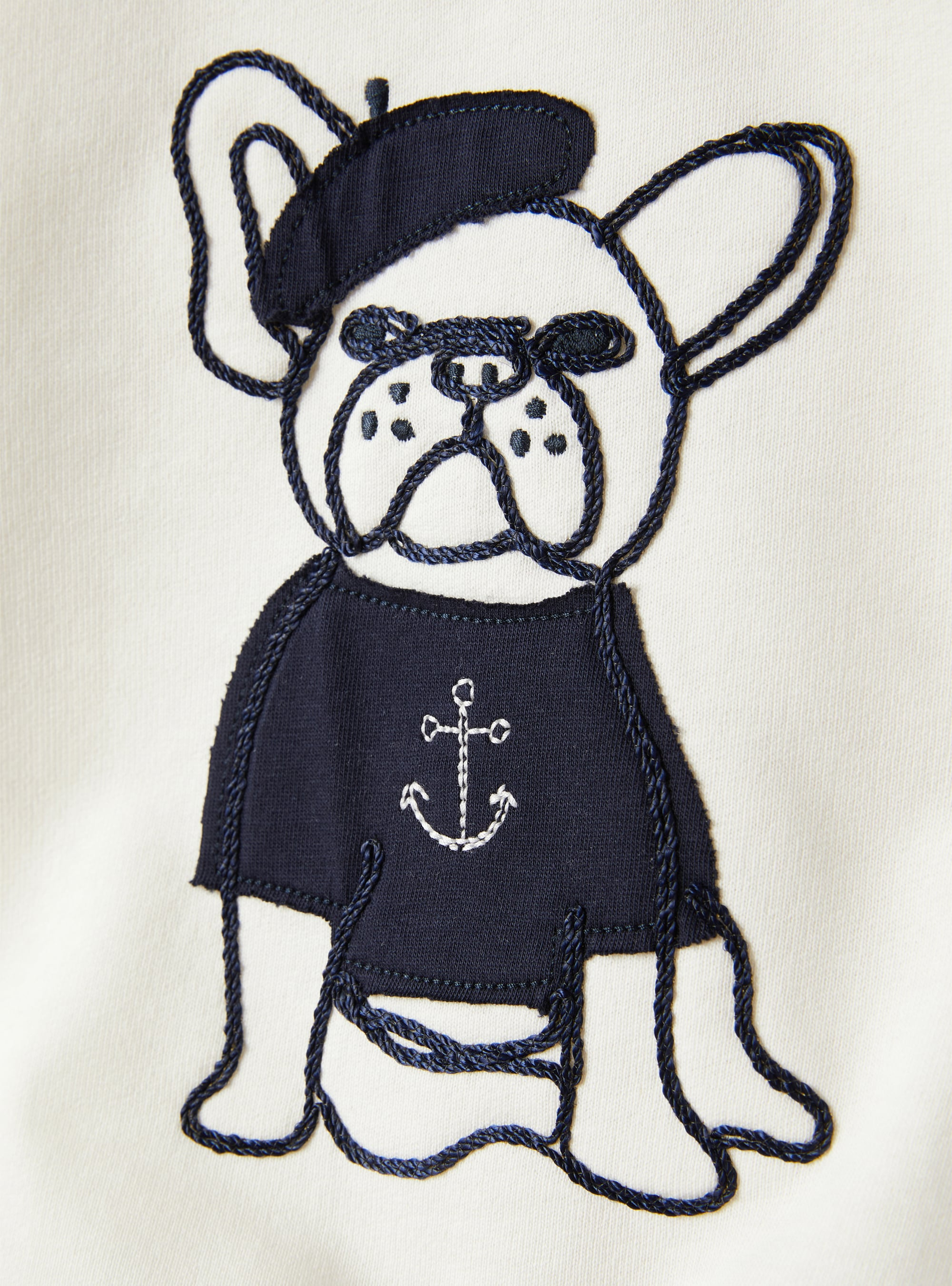 Sweat-shirt pour bébé garçon avec bouledogue français brodé - Blanc | Il Gufo