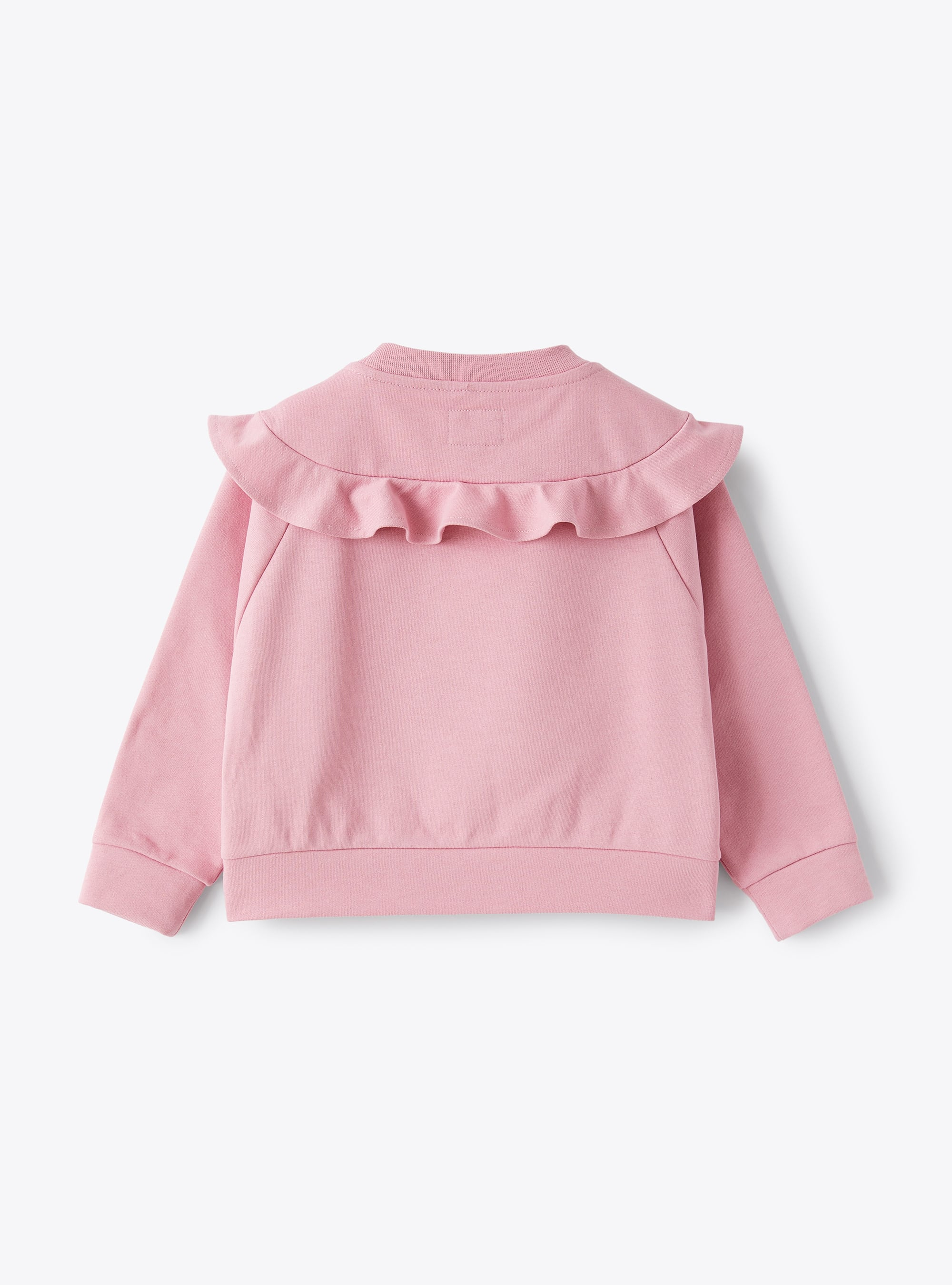 Sweatshirt in pink cotton with ruffle - Pink | Il Gufo