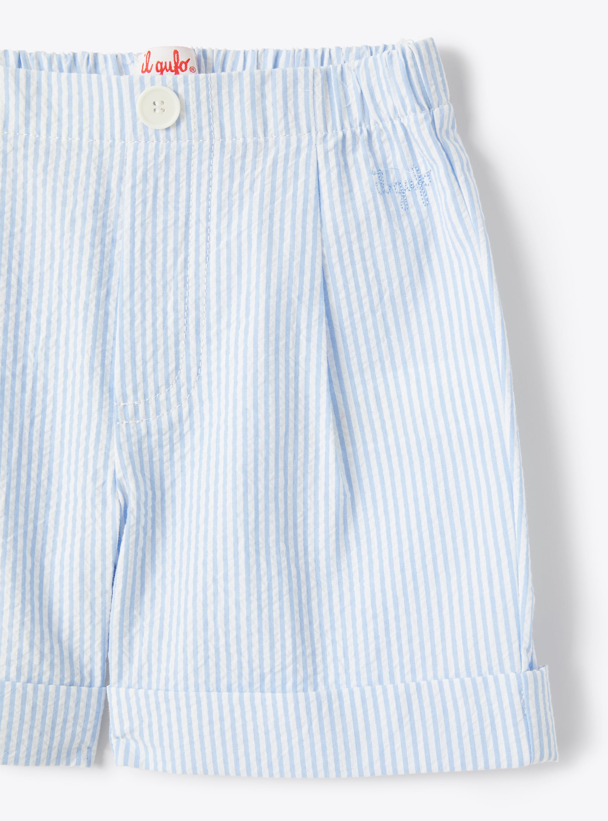 Bermuda shorts in blue-stripe seersucker - Light blue | Il Gufo