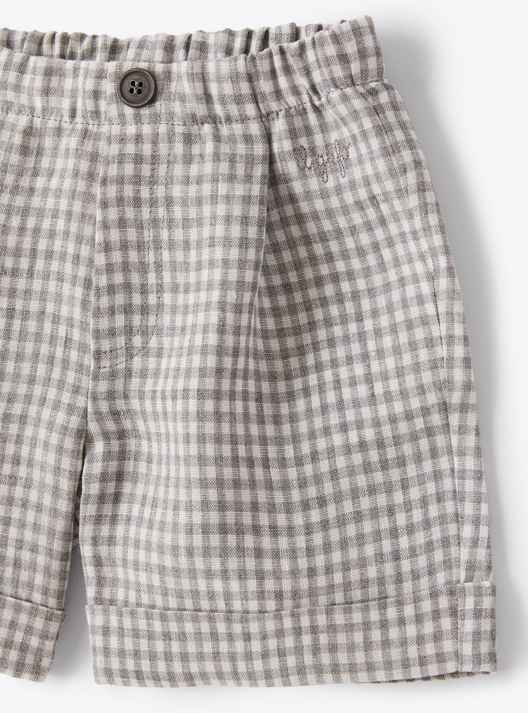 Bermuda shorts in chequered linen - Grey | Il Gufo