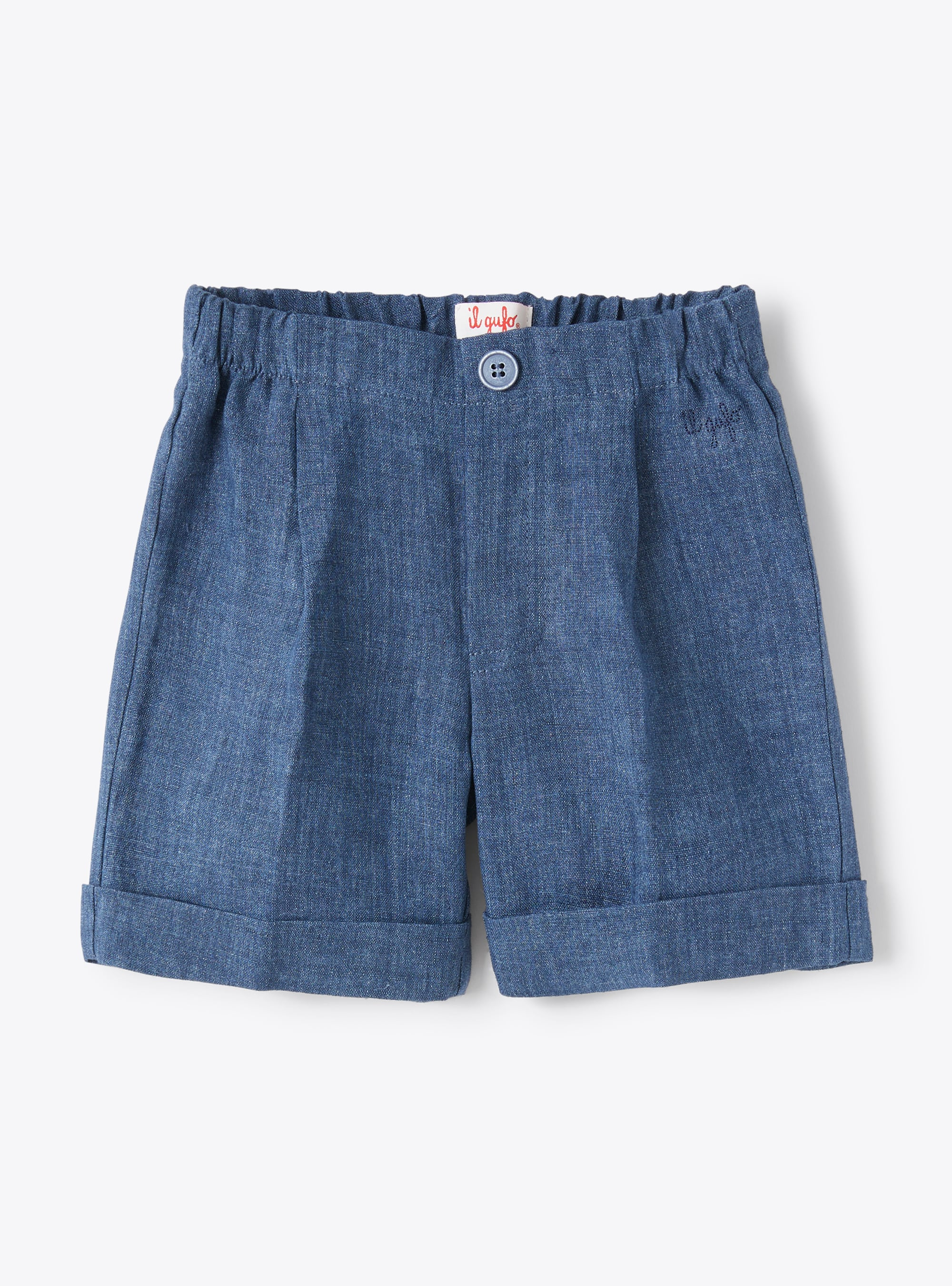 Bermuda en lin bleu - Pantalons - Il Gufo