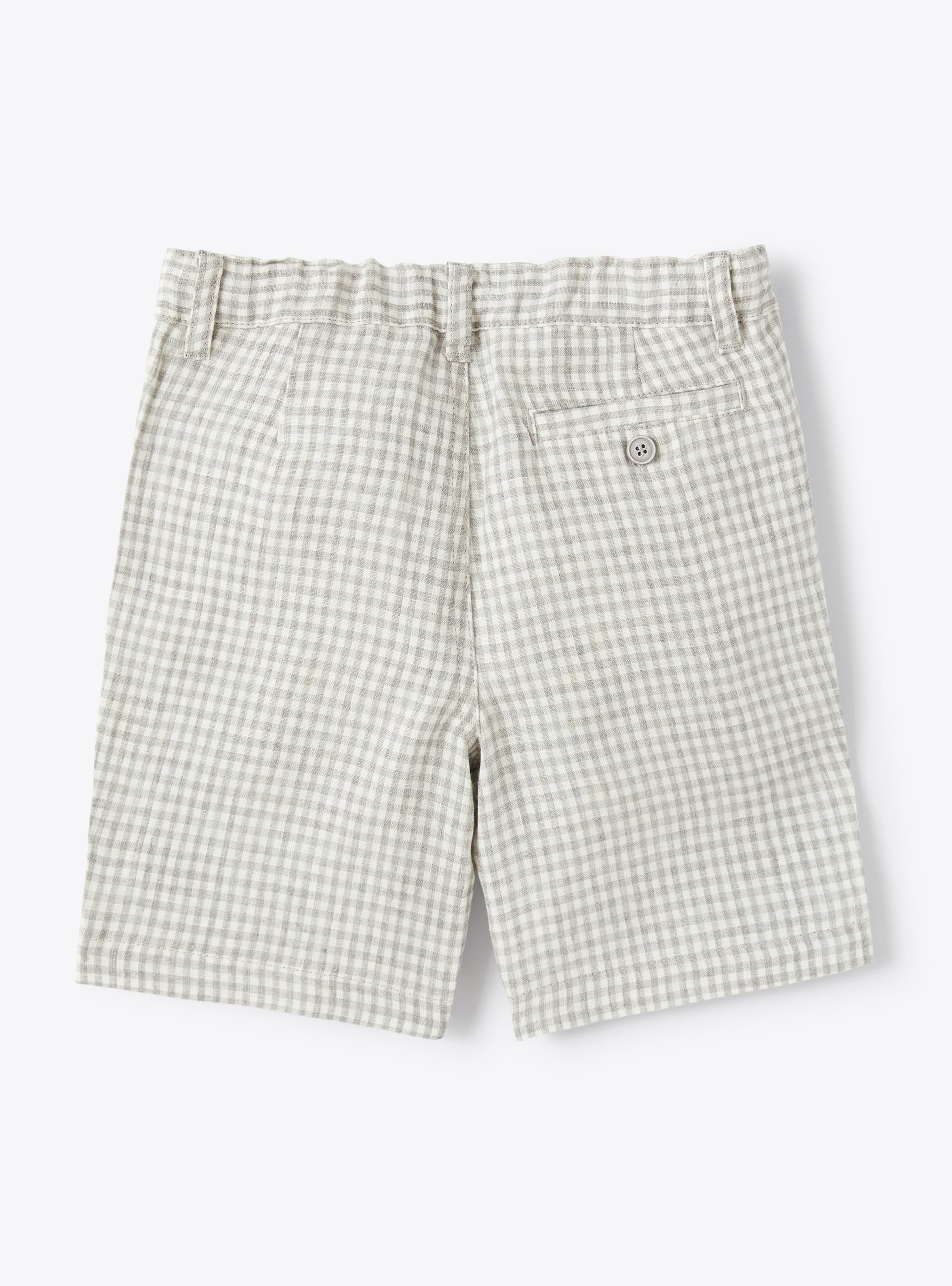 Bermuda shorts in gingham-check linen - Grey | Il Gufo
