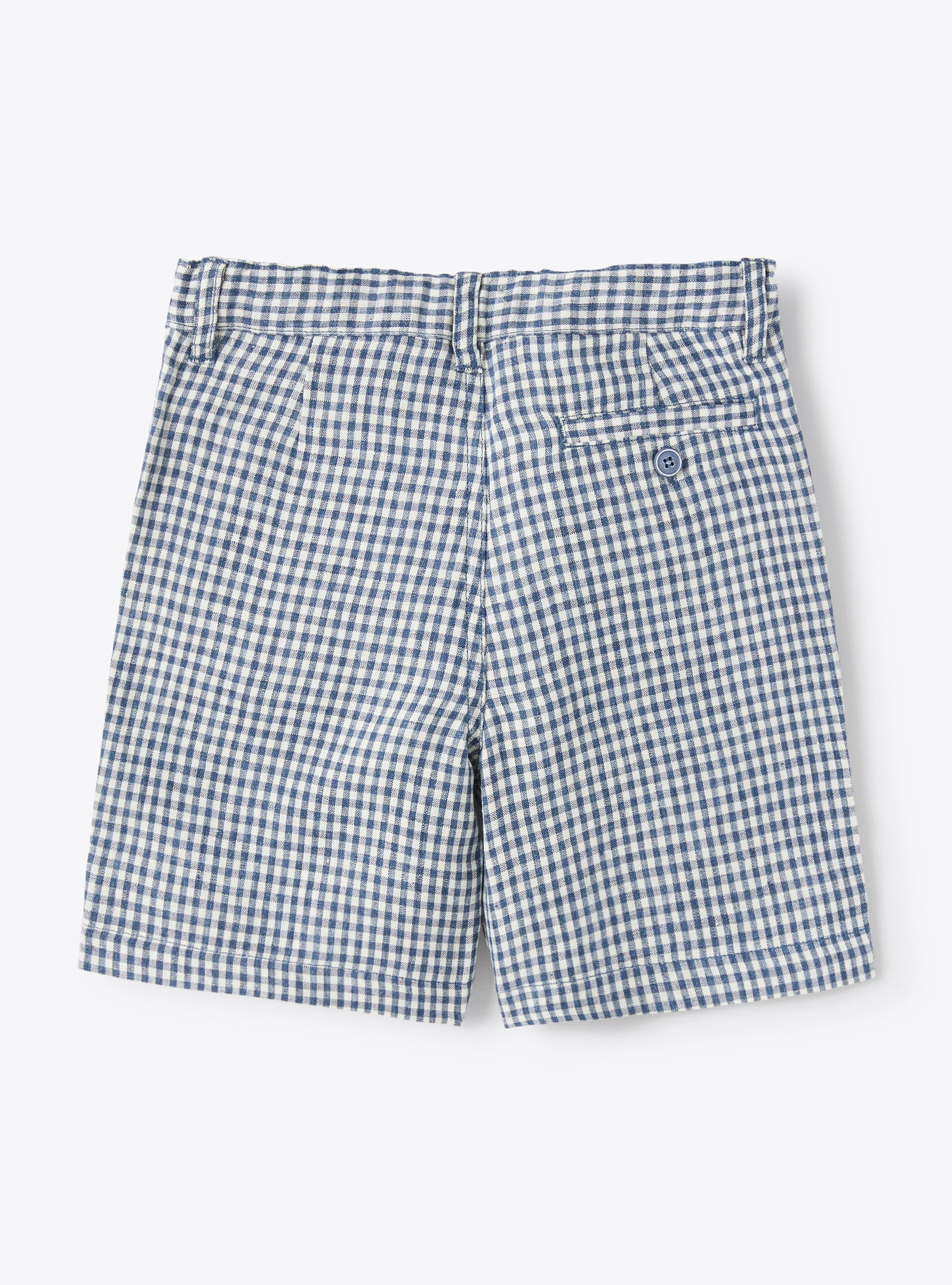 Bermuda shorts in gingham-check linen - Blue | Il Gufo