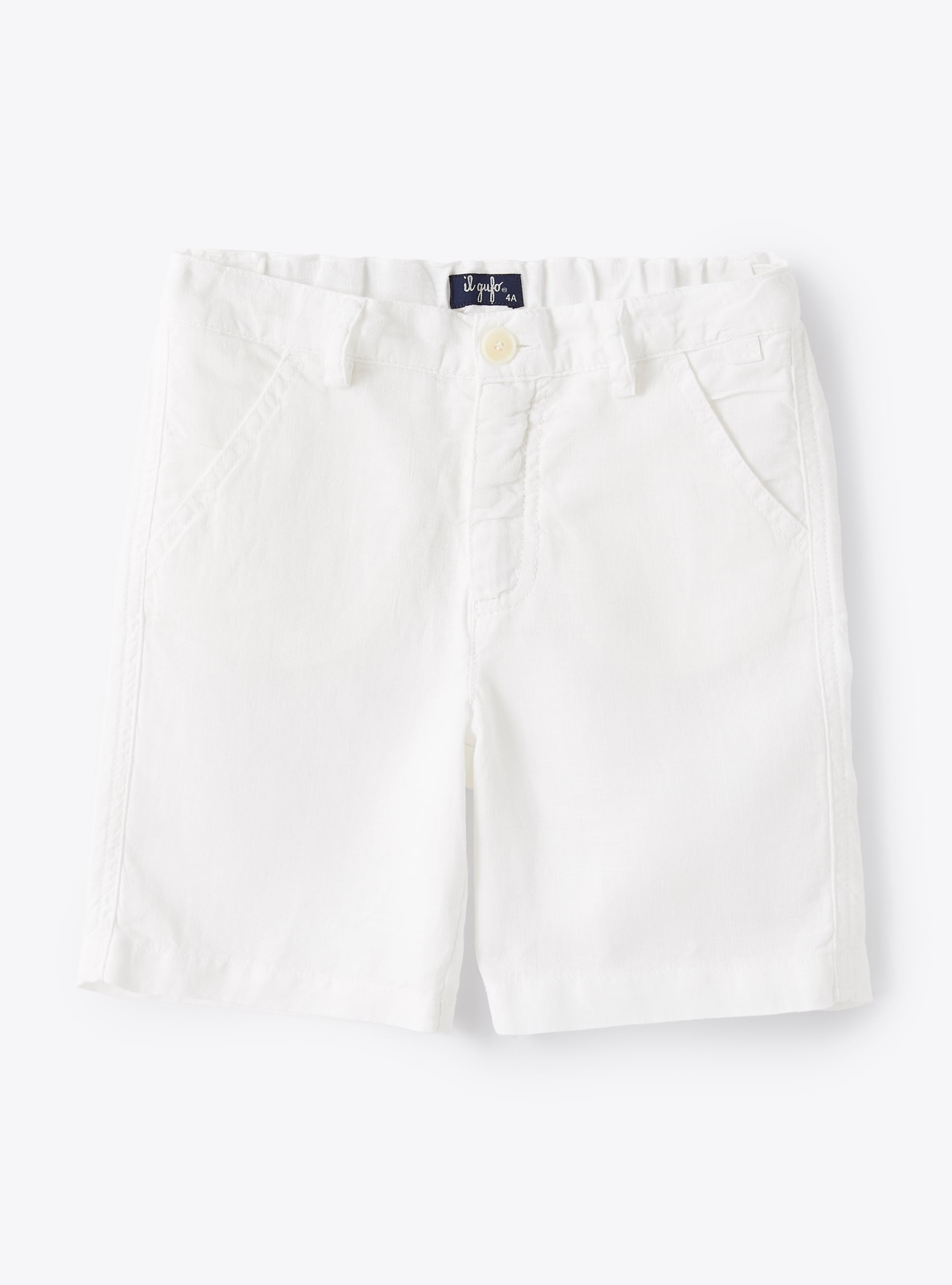 Bermuda shorts in white linen - White | Il Gufo