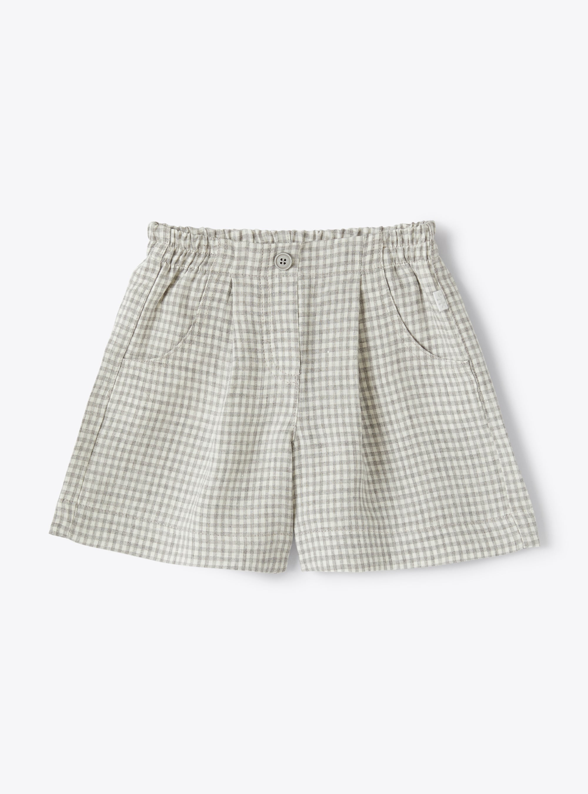 Bermuda shorts in gingham-check linen - Trousers - Il Gufo
