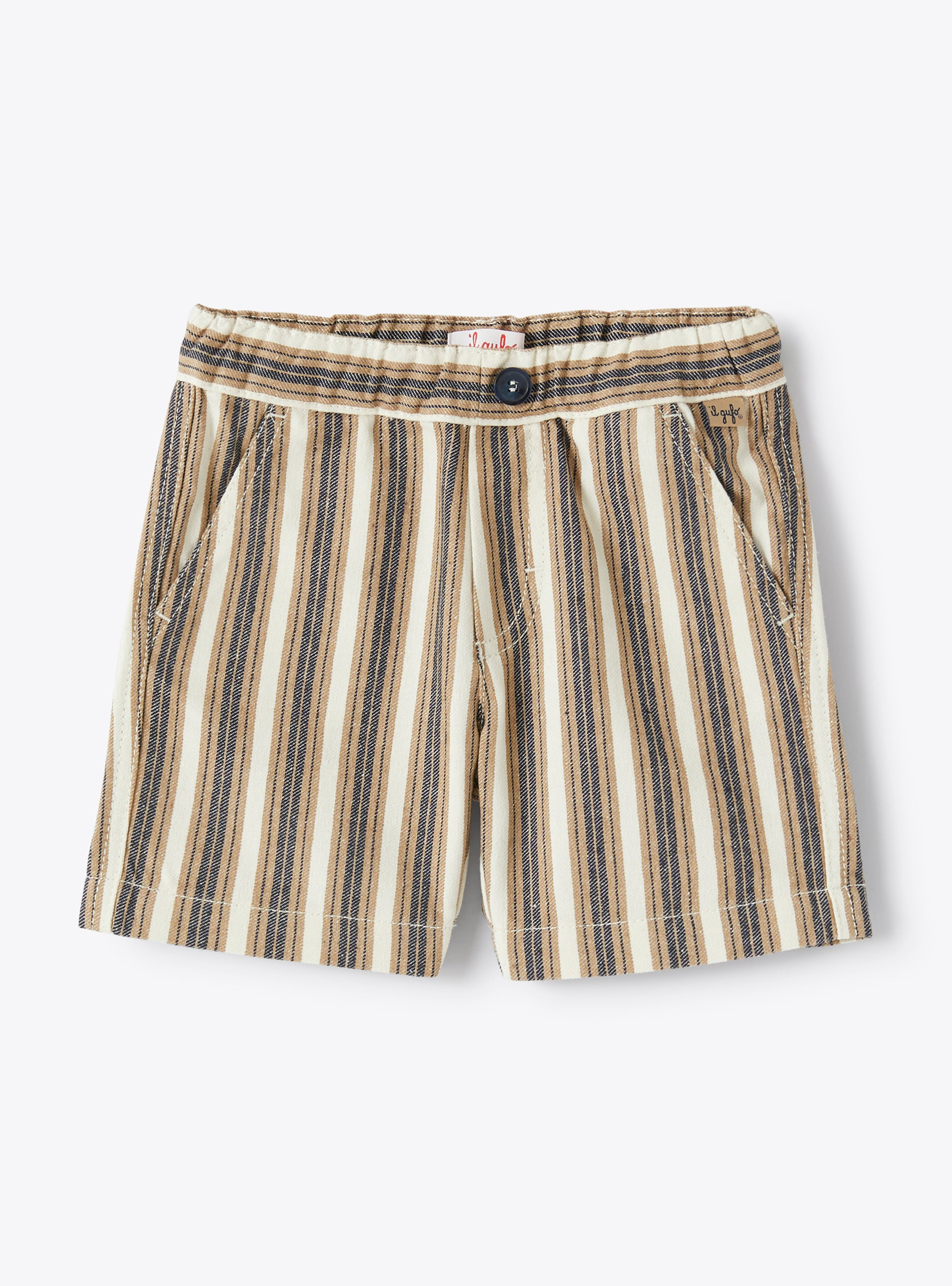 Bermuda shorts in blue-and-beige stripes - Beige | Il Gufo