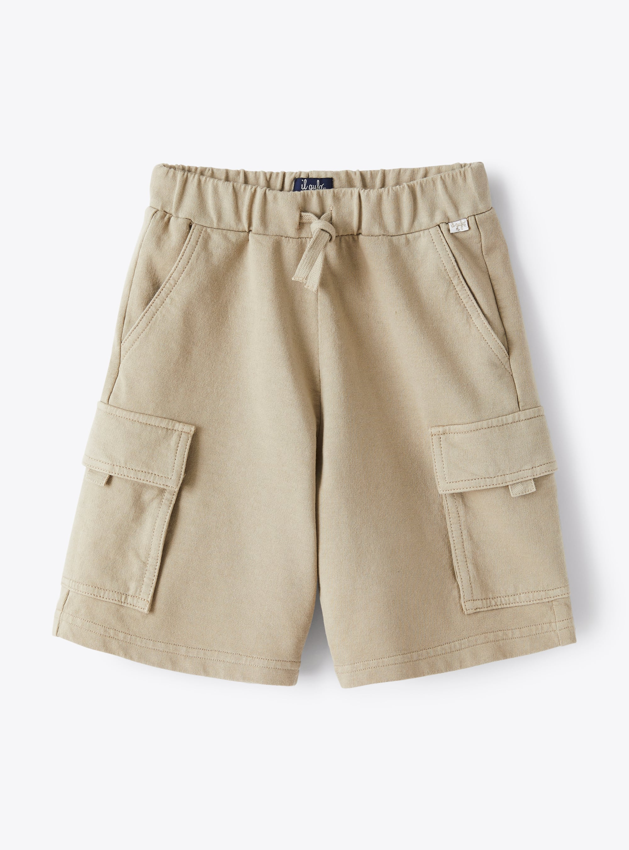 Cargo-style bermuda shorts in beige fleece - Trousers - Il Gufo