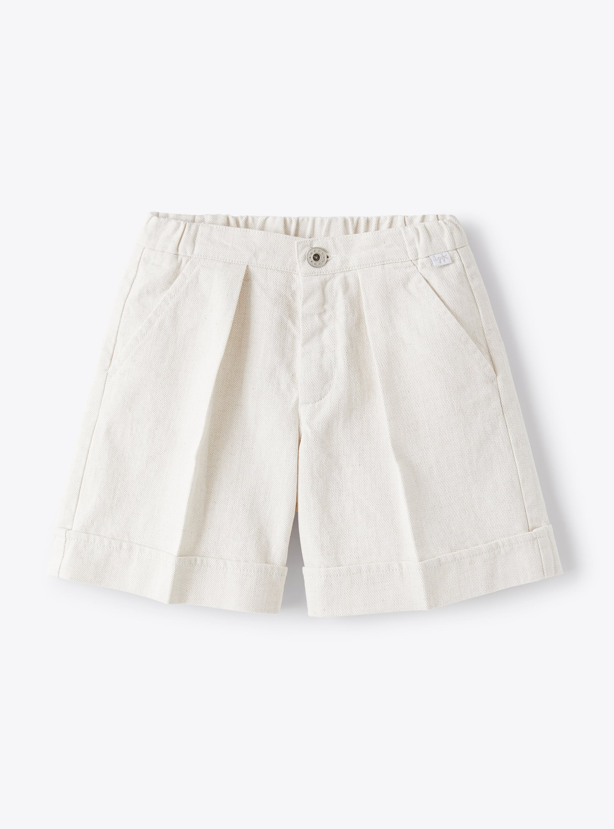 Bermuda shorts in linen-and-cotton bull denim - Beige | Il Gufo