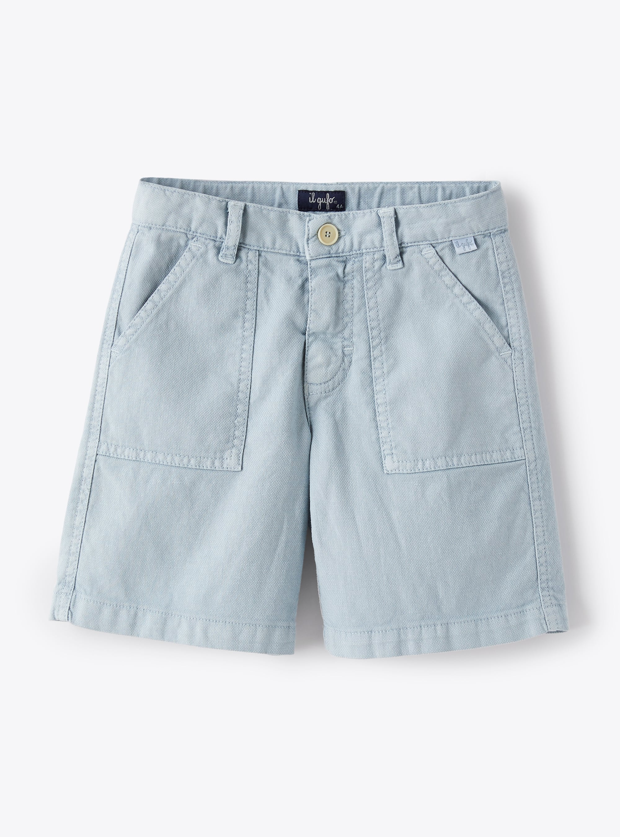 Bermuda shorts in light-blue canvas - Light blue | Il Gufo