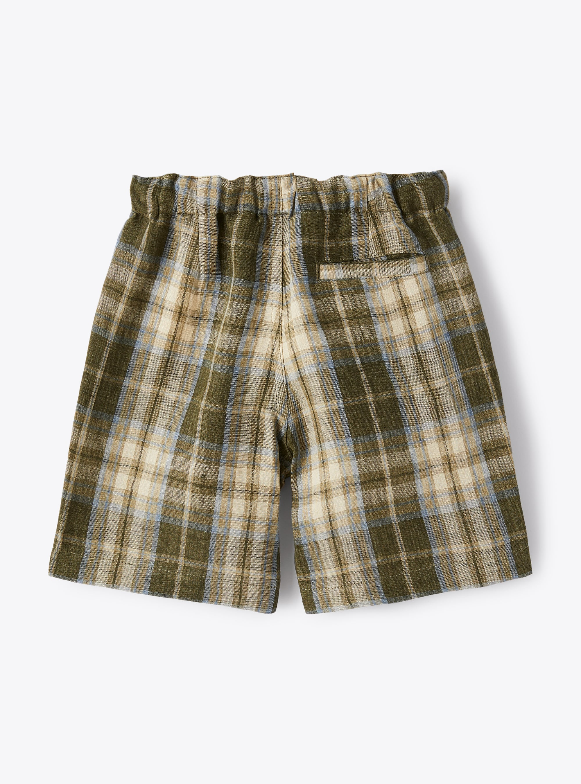 Bermuda shorts in madras-patterned linen - Green | Il Gufo