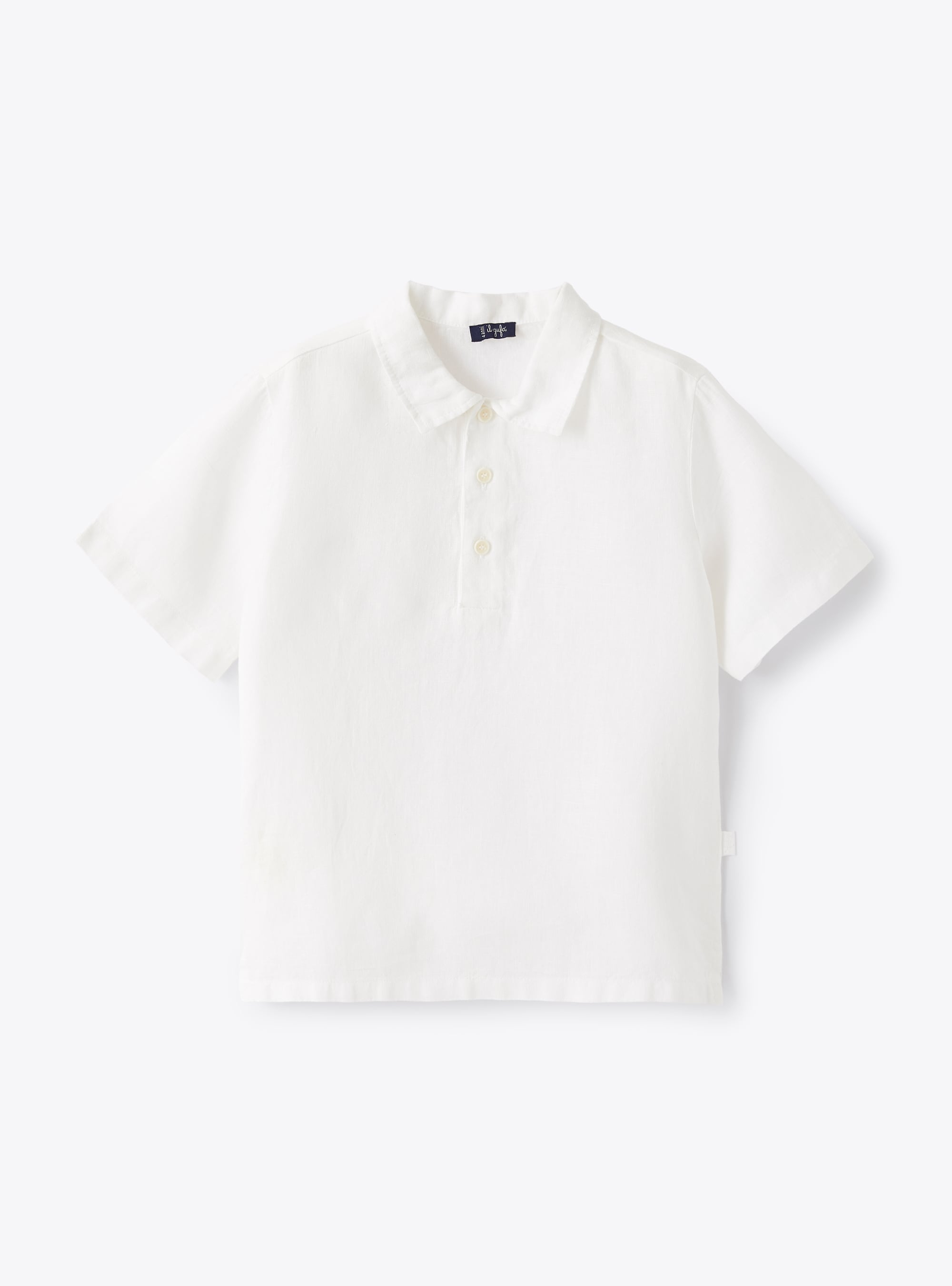 White polo shirt in 100% linen - White | Il Gufo