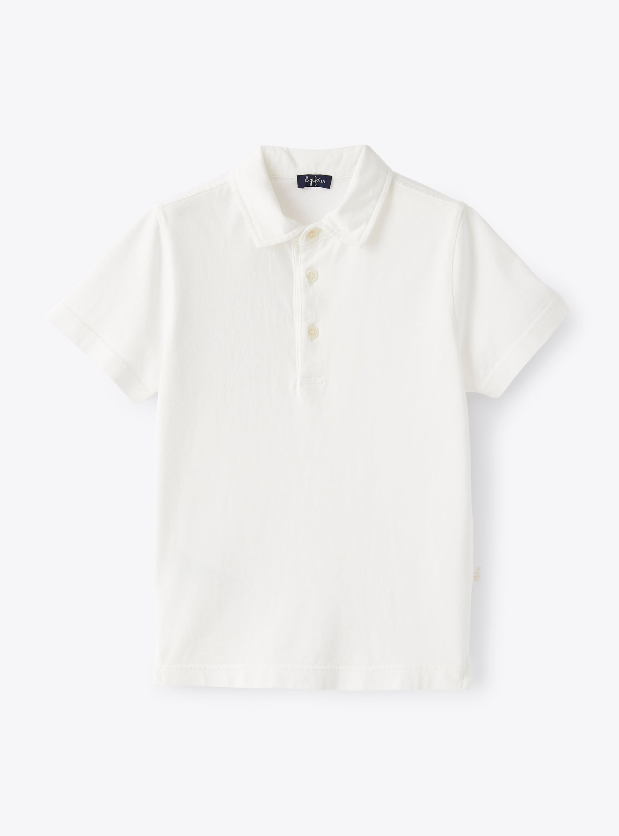 Polo shirt in white organic cotton - T-shirts - Il Gufo