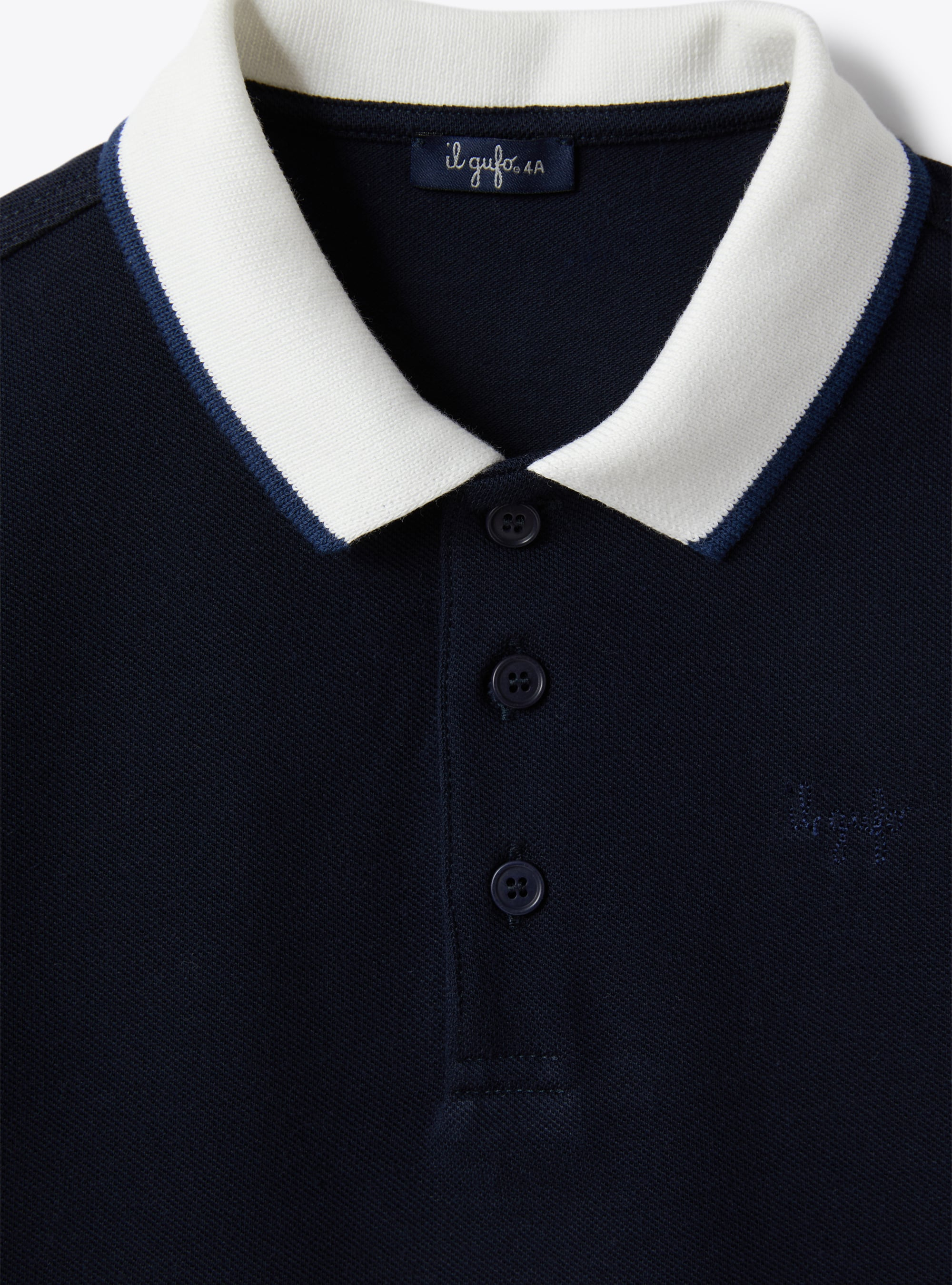 Piqué polo shirt with contrasting detail - Blue | Il Gufo