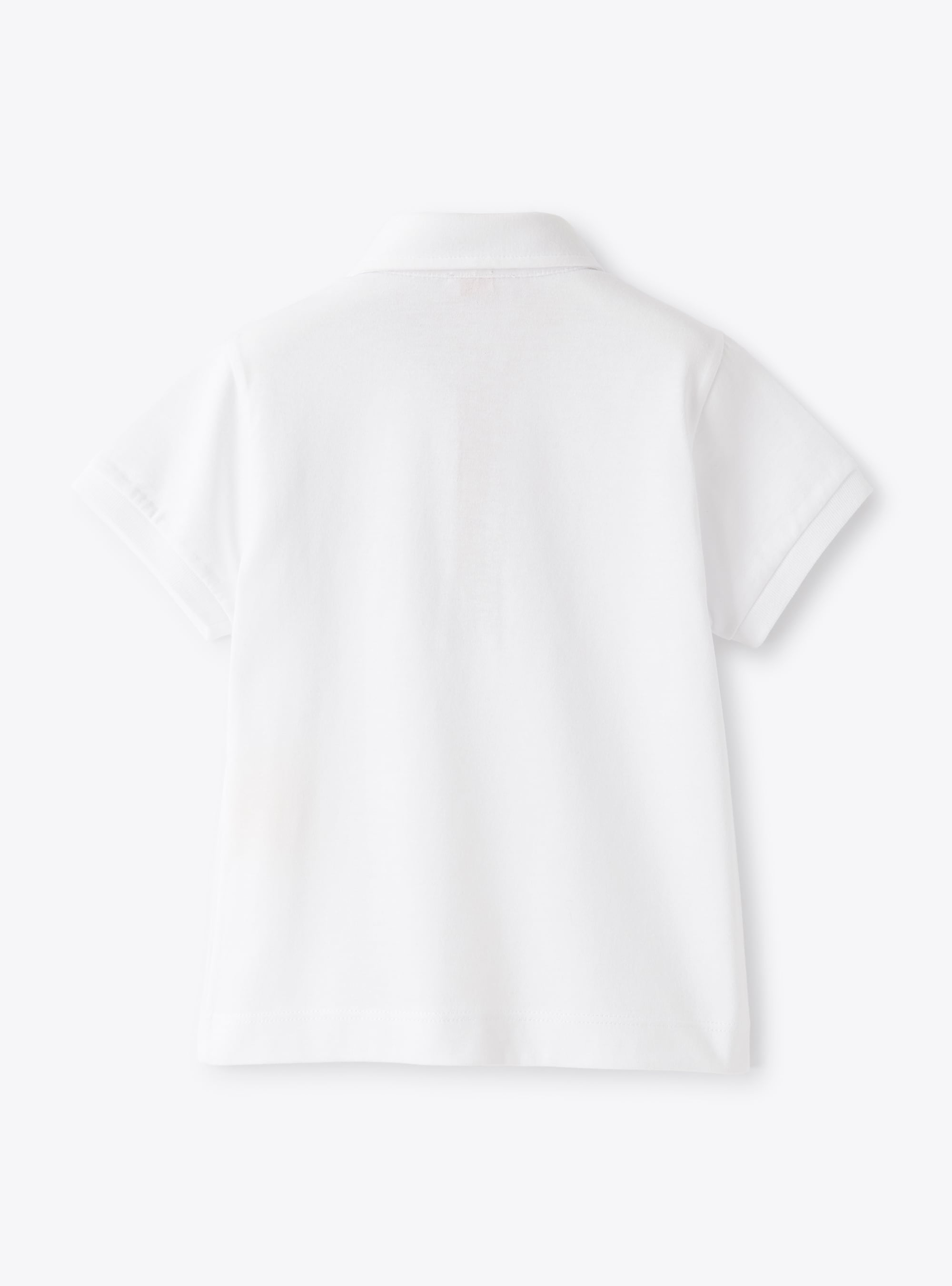 Polo in jersey con profilo in seersucker - Bianco | Il Gufo